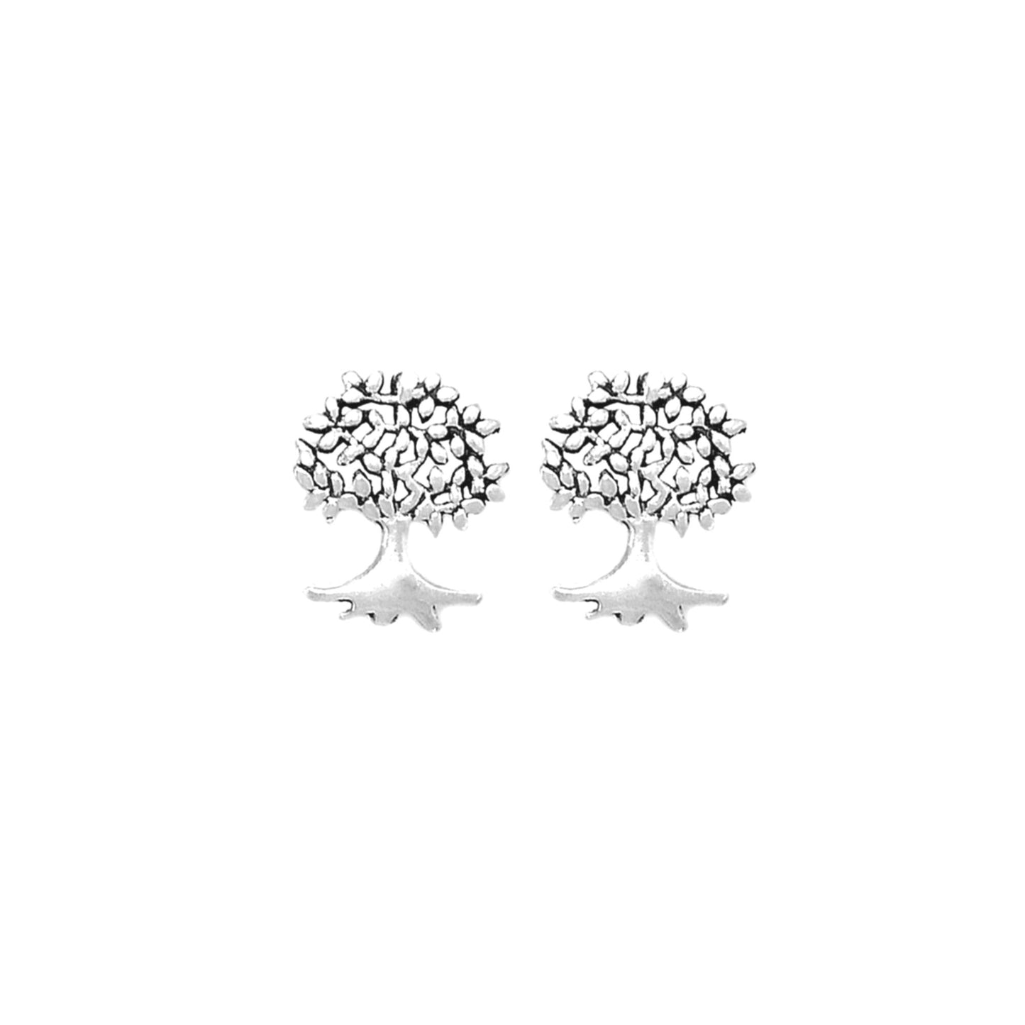 Sterling Silver Oxidized Retro Tree Of Life Family Tree Stud Earrings - sugarkittenlondon