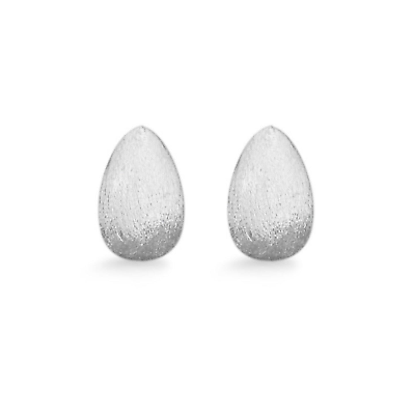 Sterling Silver Small Dome Brushed Waterdrop Pear Teardrop Stud Earrings - sugarkittenlondon
