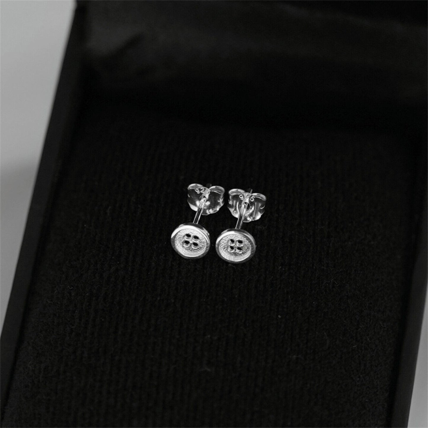Sterling Silver Cute as a Button Sewing Button Round Stud Earrings 5.5-7.5mm - sugarkittenlondon