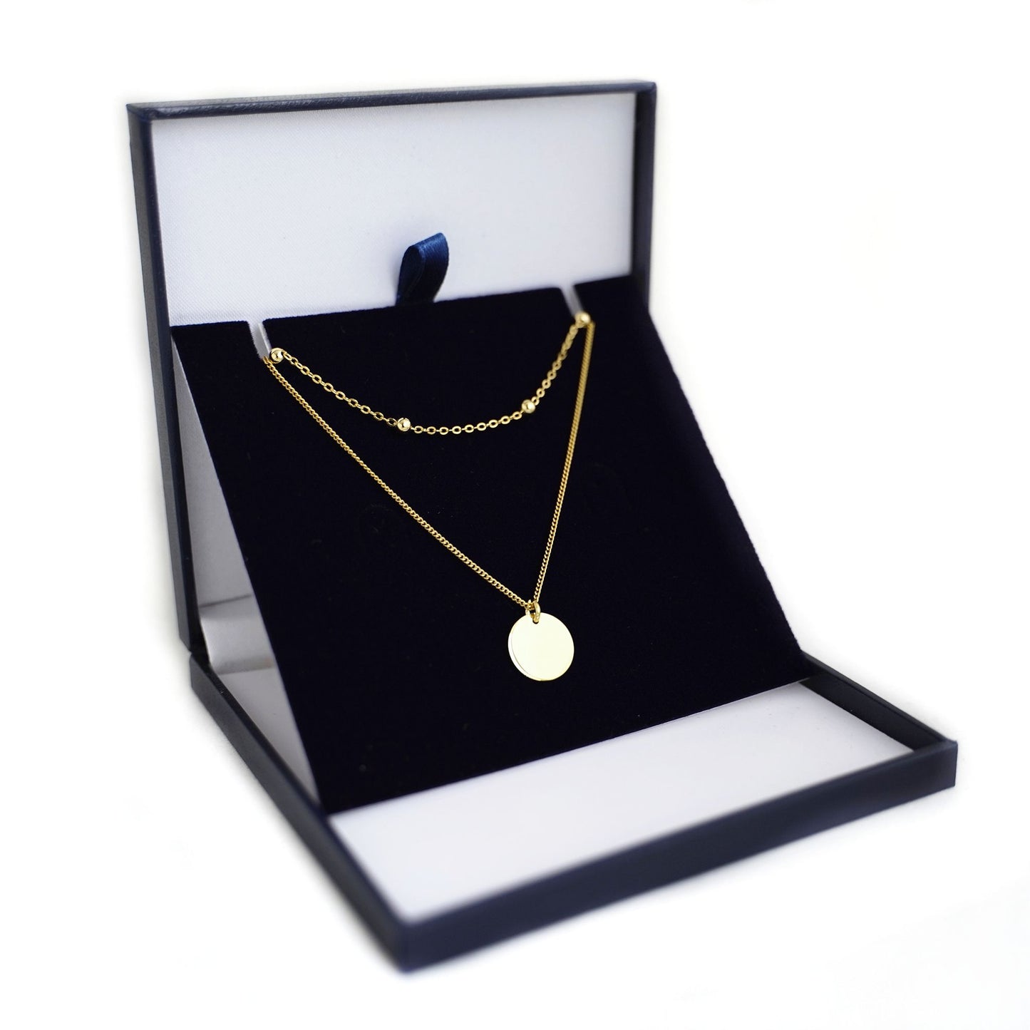 Sterling Silver Double Layer 3mm Bobble Beads 12mm Pebble Necklace 2 Tones - sugarkittenlondon