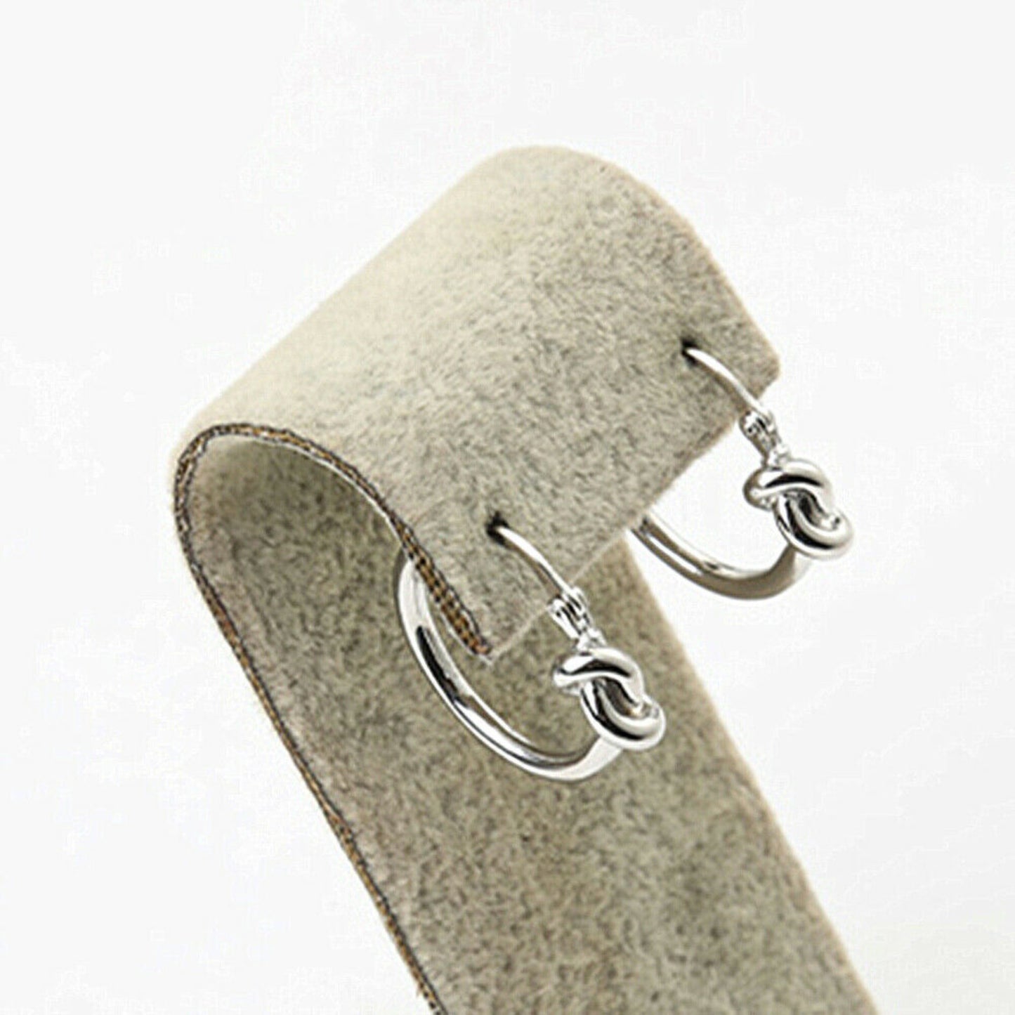 925 Sterling Silver Creole Hoop Earrings with Love Knot Drop and Sleeper Back