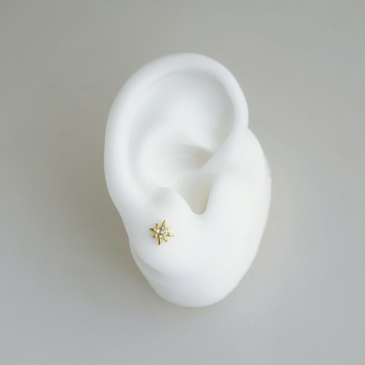 Star Stud Earrings in 18K Gold Plated Sterling Silver with CZ North Pole Design