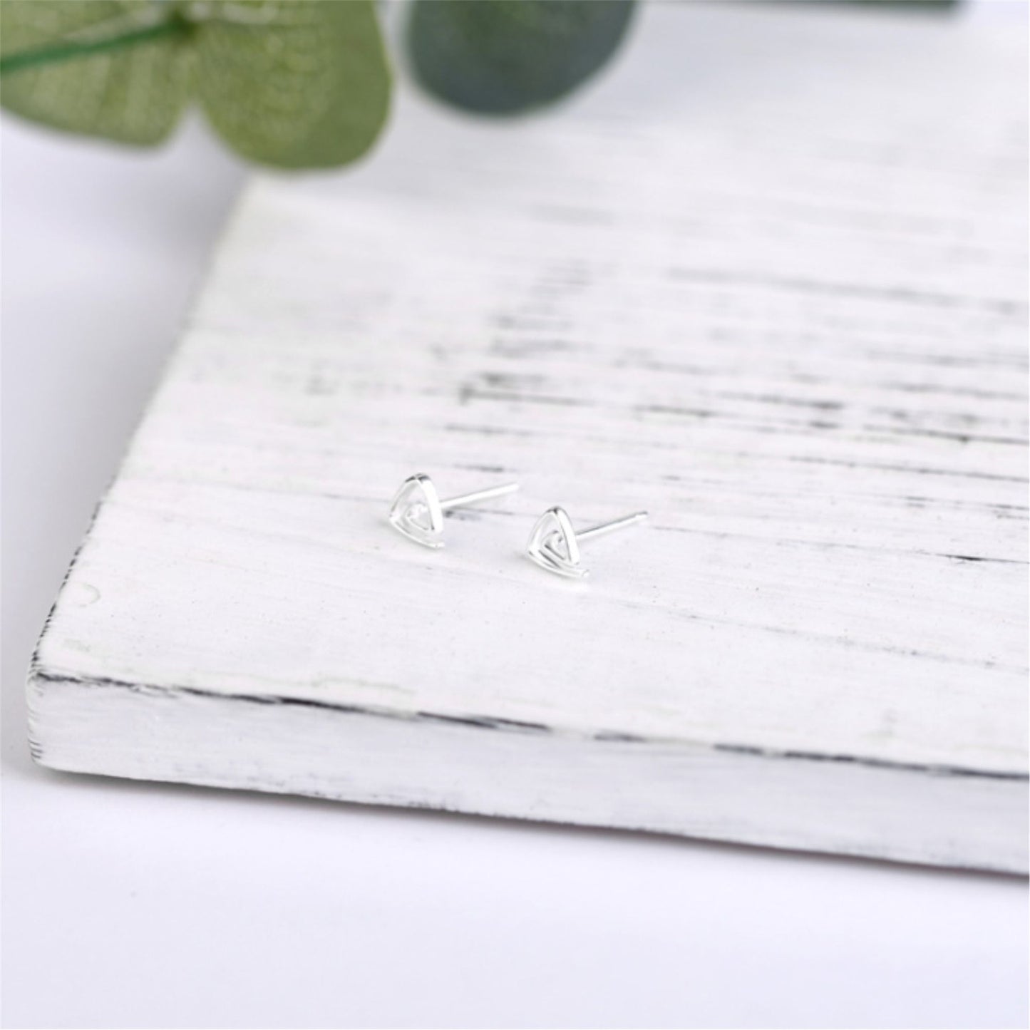 Sterling Silver Mini Greek Triangular Triangle Pyramid Spiral Stud Earrings - sugarkittenlondon