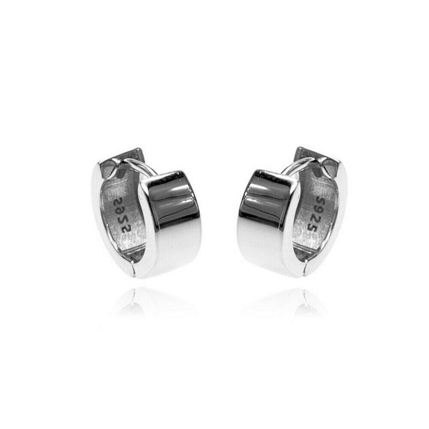 7mm Sterling Silver Rhodium-Plated Huggie Hoop Earrings for Women and Men