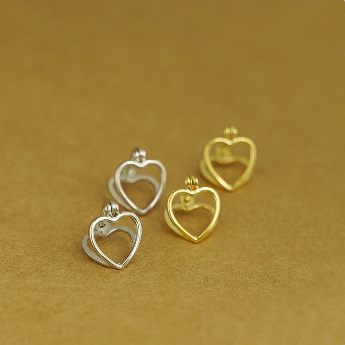 925 Sterling Silver Double Sided Love Heart Creole Huggie Jacket Earrings