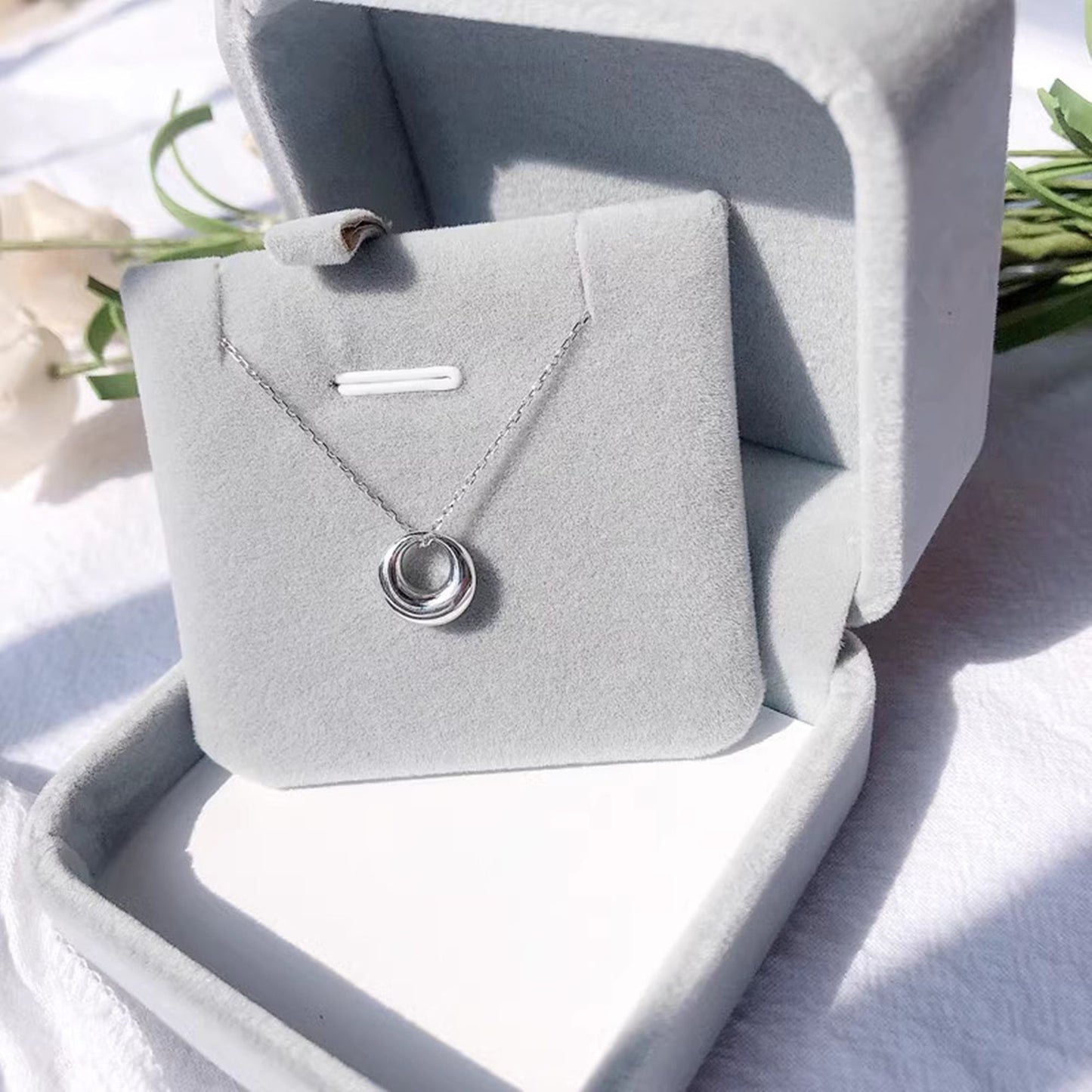 Sterling Silver Solid Shiny Plain Hoop Circle Ball Ring Round Charm Necklace - sugarkittenlondon