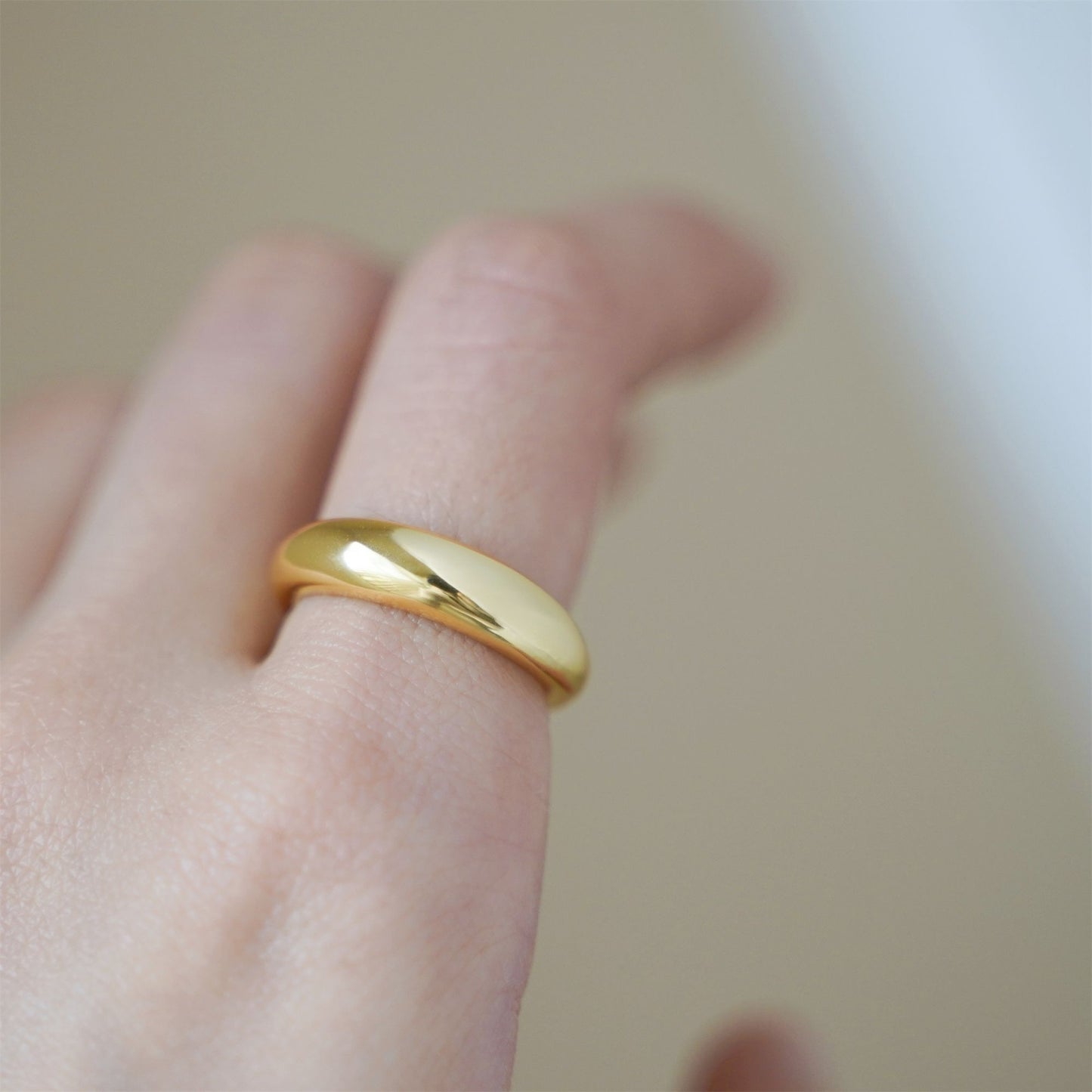 Sterling Silver Shinny Dome Slice Huggie Circle Round Open Band Ring 2 Tones - sugarkittenlondon