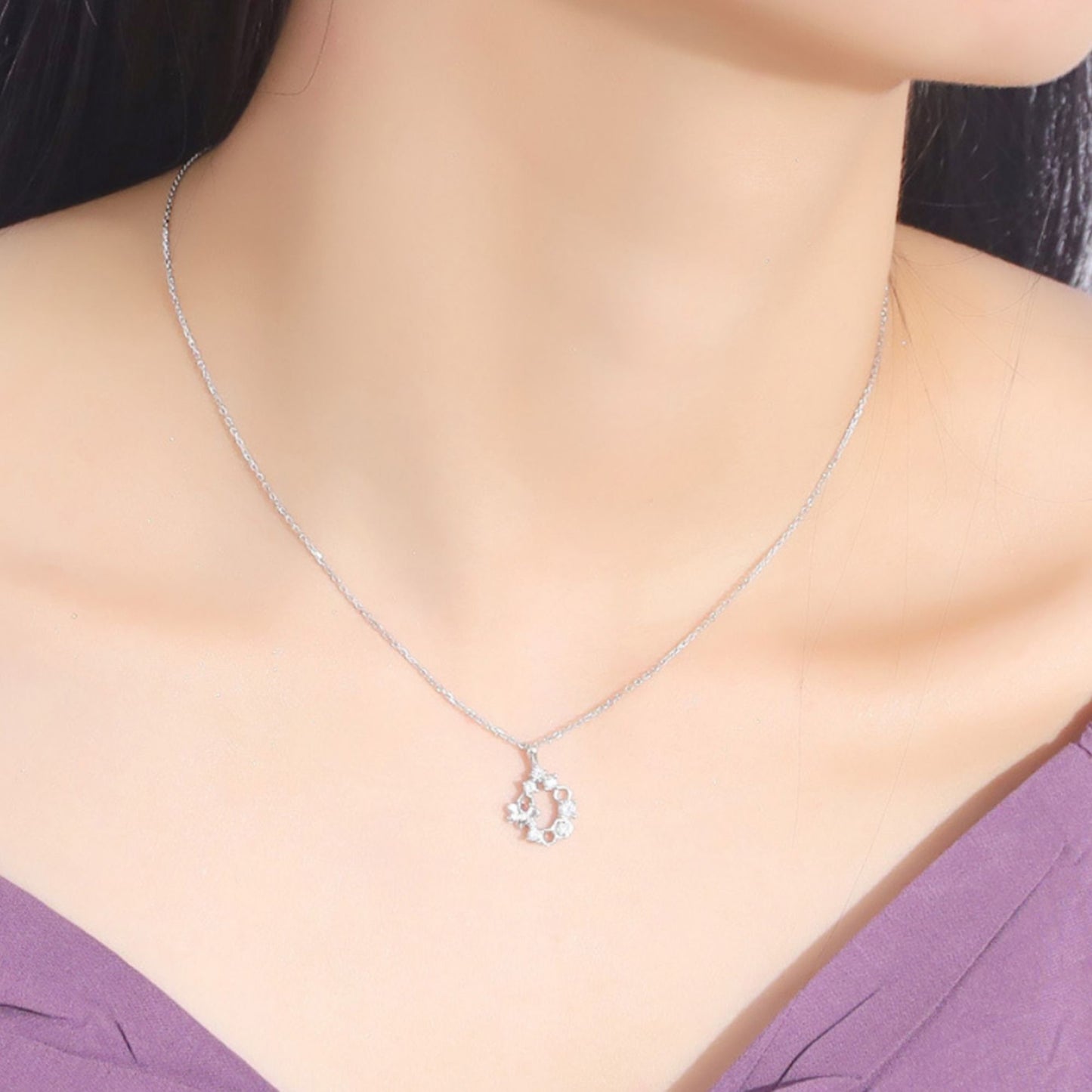 Sterling Silver Bee On Honeycomb Red White CZ Beehive Wreath Pendant Necklace - sugarkittenlondon