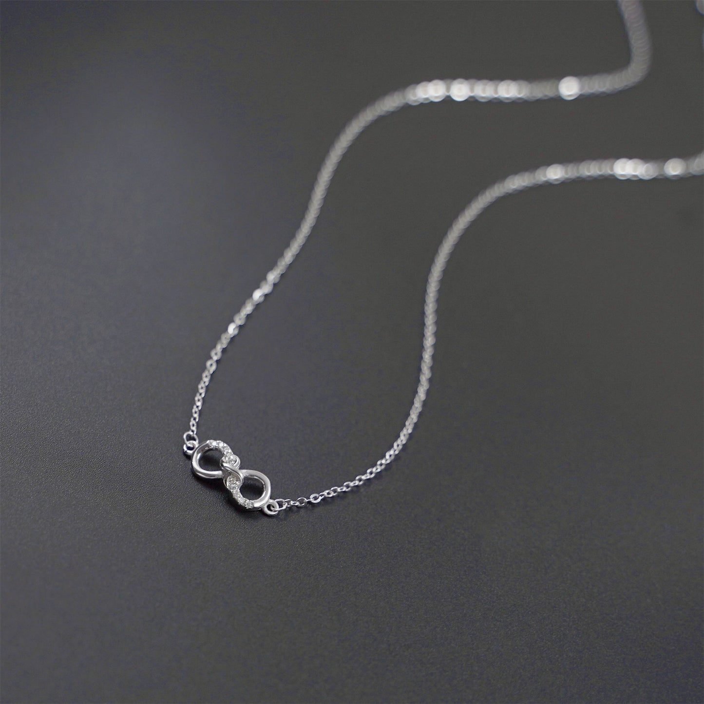 Sterling Silver Infinity Necklace With Crystal CZ Forever Infinite Jewellery - sugarkittenlondon