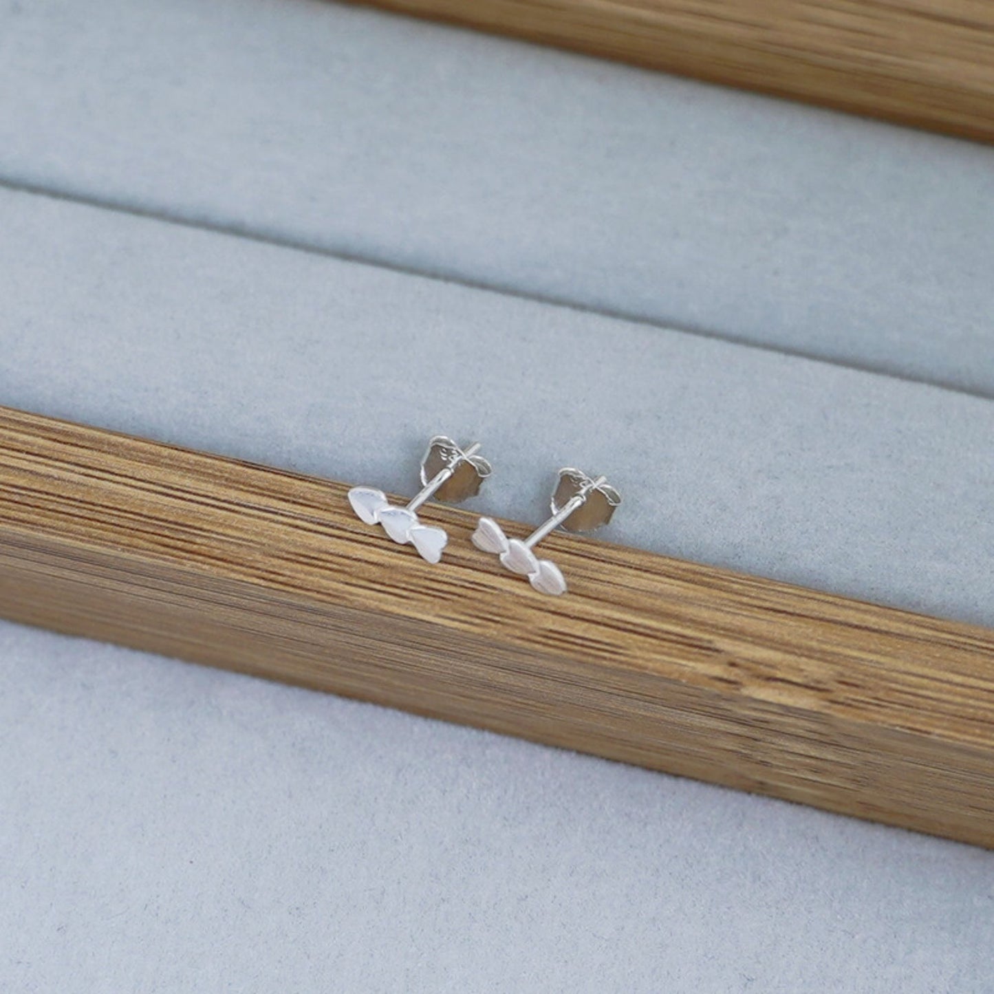 Sterling Silver Tiny Triple Love Hearts Post Stud Earrings - sugarkittenlondon