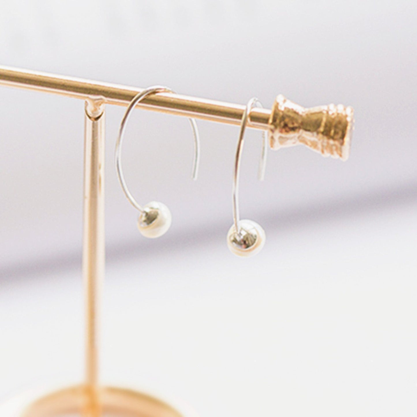 Sterling Silver Button Natural Freshwater Pearls Bridal Drop Hook Wire Earrings - sugarkittenlondon