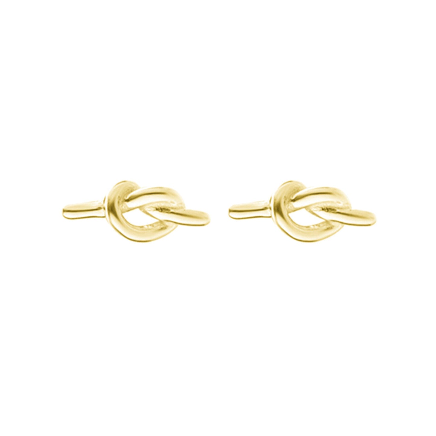 18K Gold on Sterling Silver Solid Love Heart Knot Pretzel Knot Stud Earrings - sugarkittenlondon