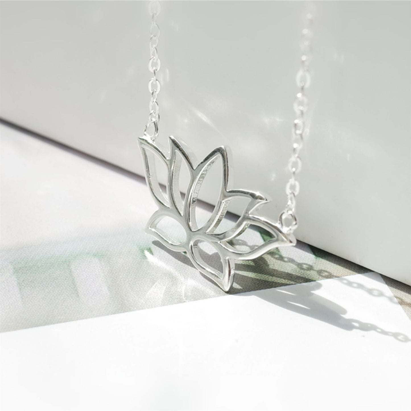 Sterling Silver Lotus Flower Yoga Zen Namaste Pendant Necklace Jewellery - sugarkittenlondon
