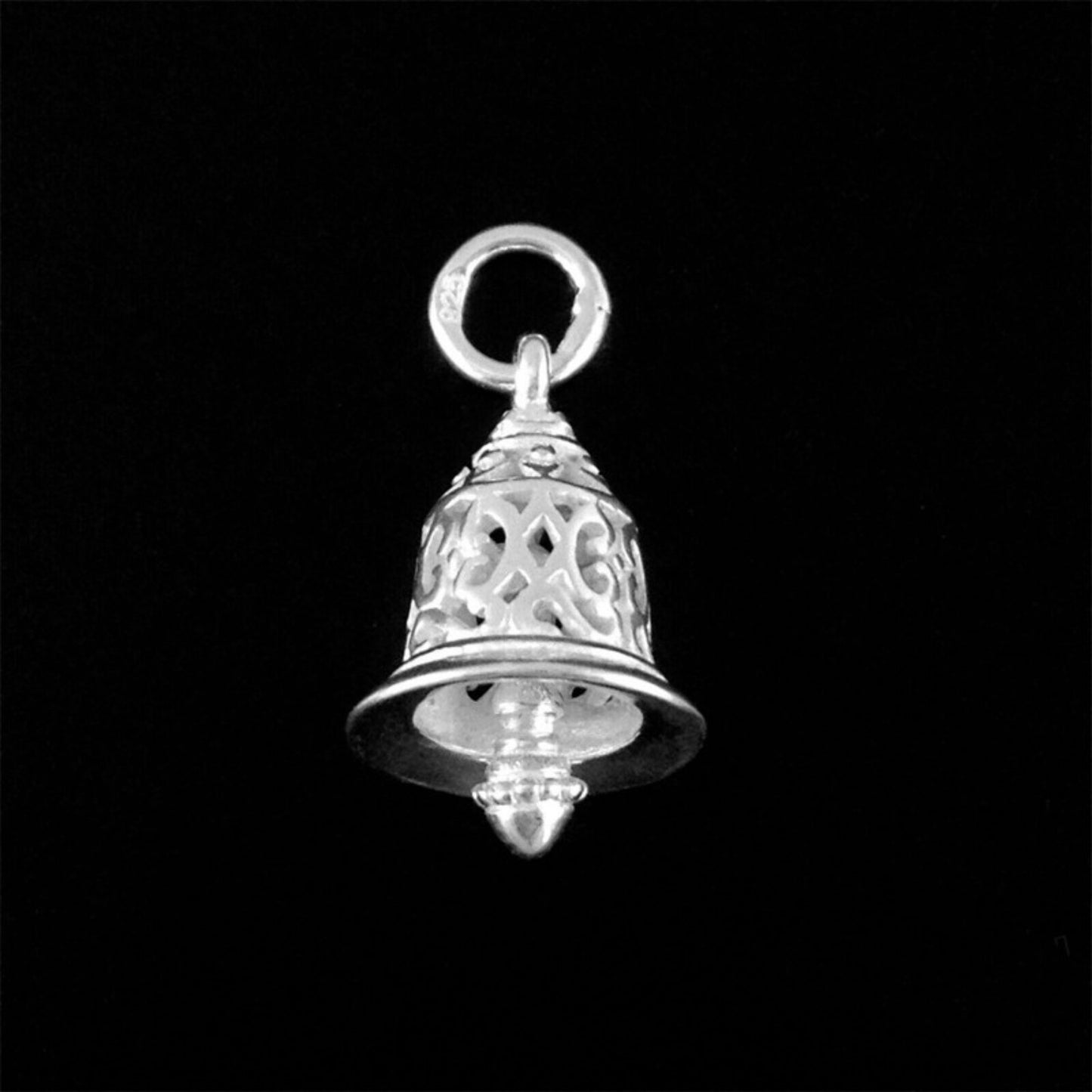Sterling Silver 3D Jingle Bell Hollow & Solid Bell Pendant Charm