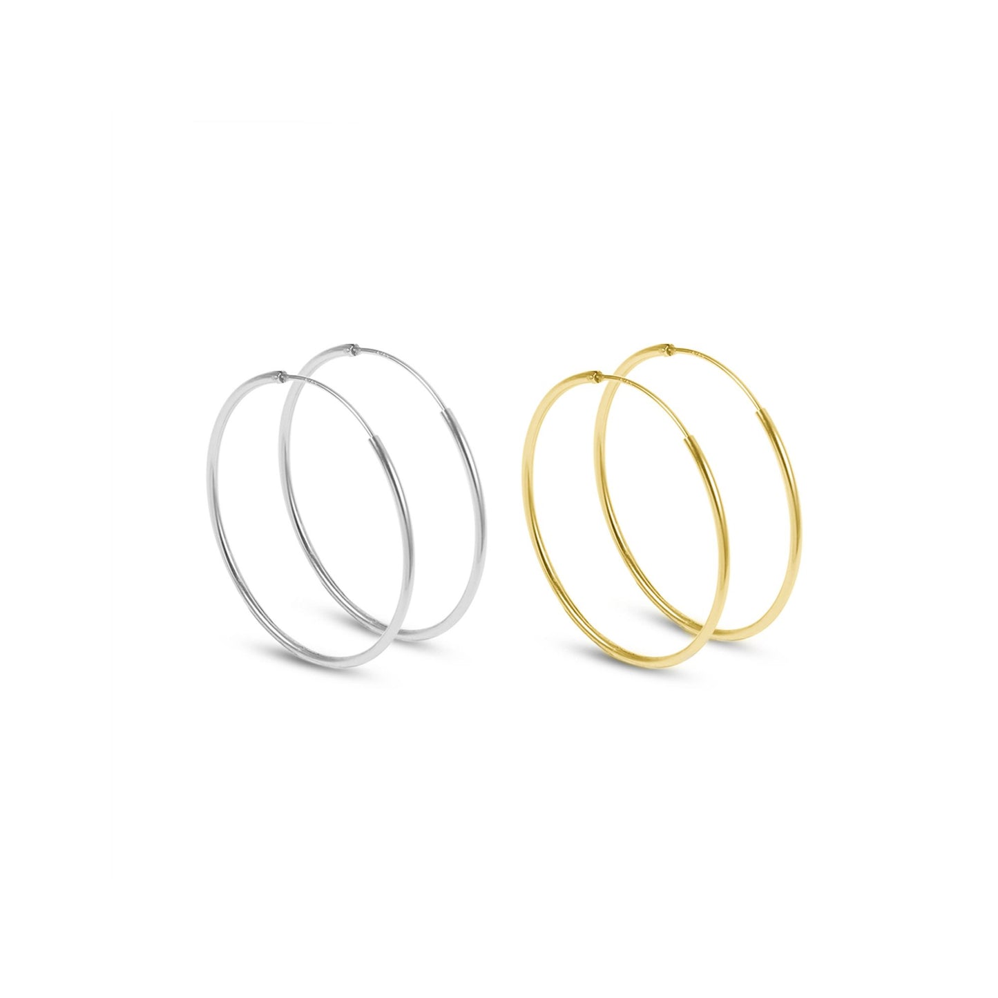 925 Sterling Silver Hinged Hoop Earrings for Everyday Wear in 20mm Rhodium Gold Tone