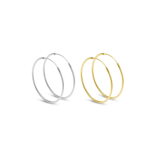 925 Sterling Silver Hinged Hoop Earrings for Everyday Wear in 20mm 2 Tones - sugarkittenlondon