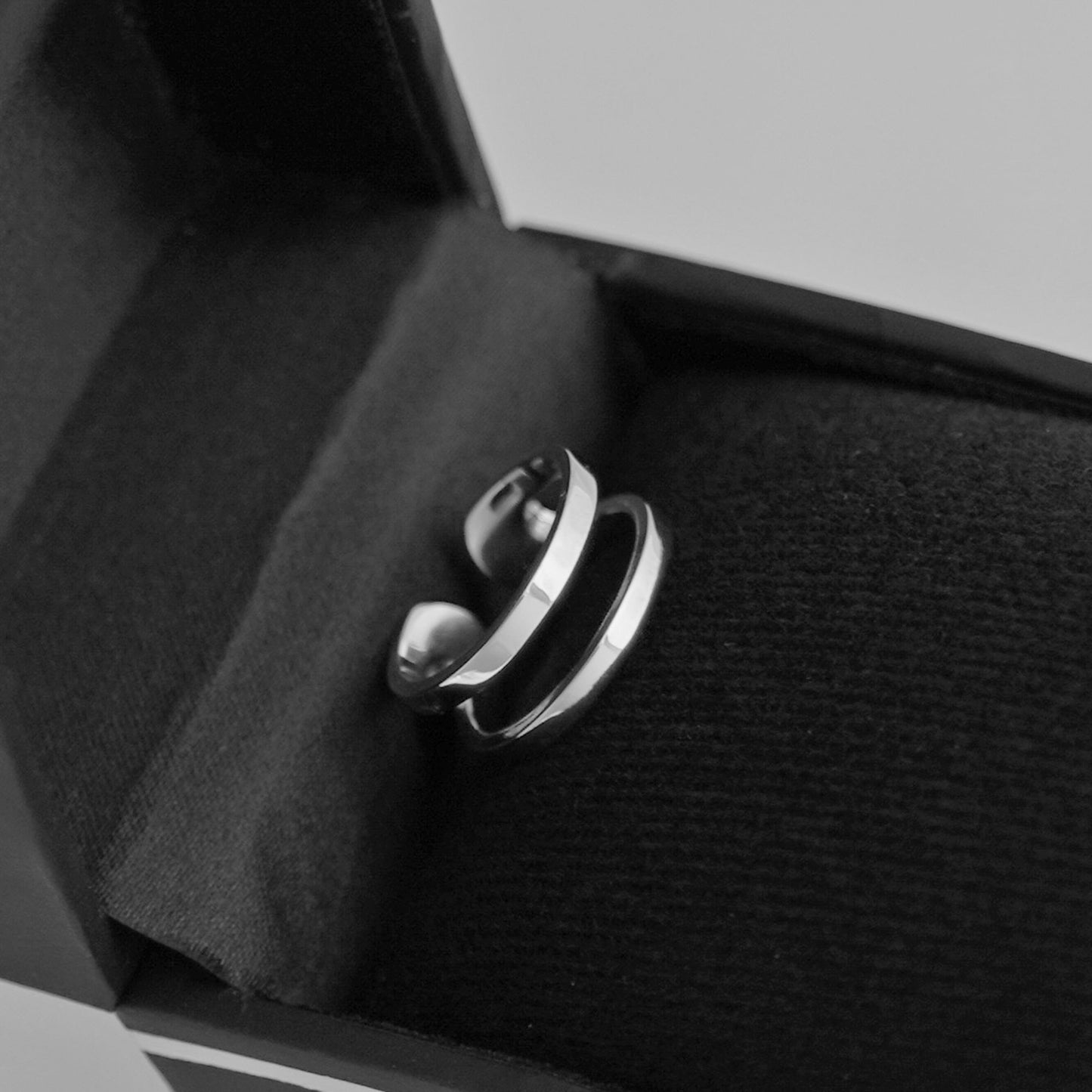 Sterling Silver Couple Rings Double Triple Parallel Bar Wide Line Open Band Ring - sugarkittenlondon