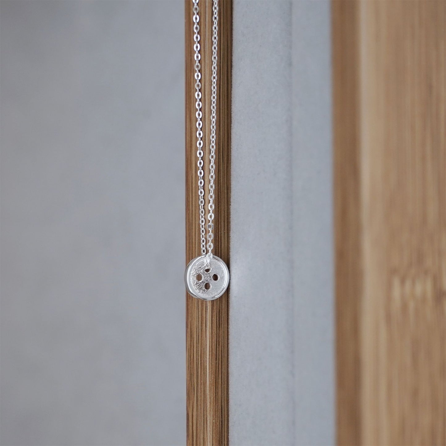 Sterling Silver Cute as a Button Sewing Button Disc Dot Necklace 3 Tones - sugarkittenlondon