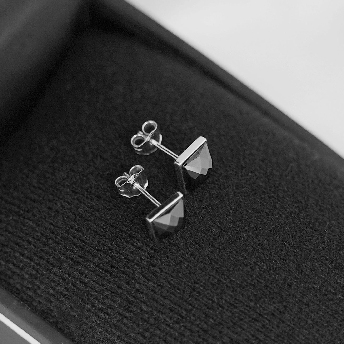 Sterling Silver Square Stud Earrings with 7mm Cut Convex Cubic Zirconia