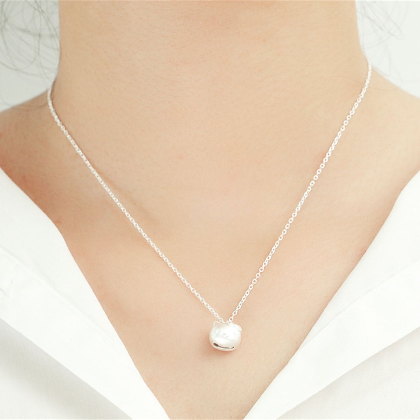 Sterling Silver Hello Kitty Jingle Bell Kitten Necklace - sugarkittenlondon