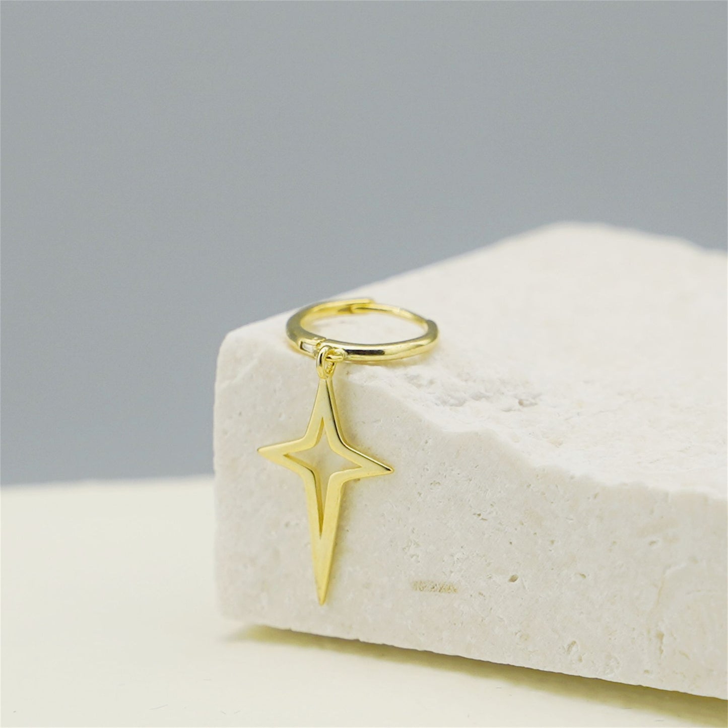 Sterling Silver Sleeper Hoop Earrings with Cross Drop Charm in 2 Tones