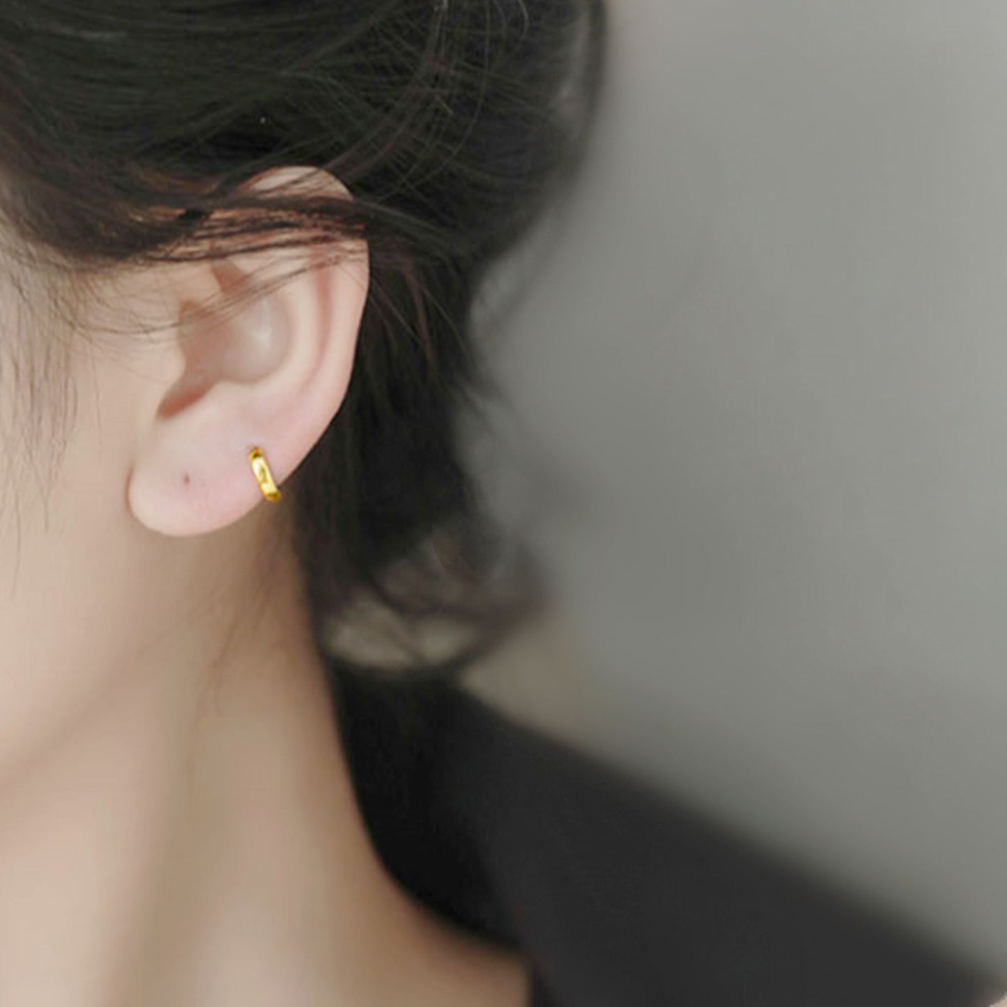 10mm Cuff Hoop Earrings with 2mm Band in 18K Gold Plated Sterling Silver