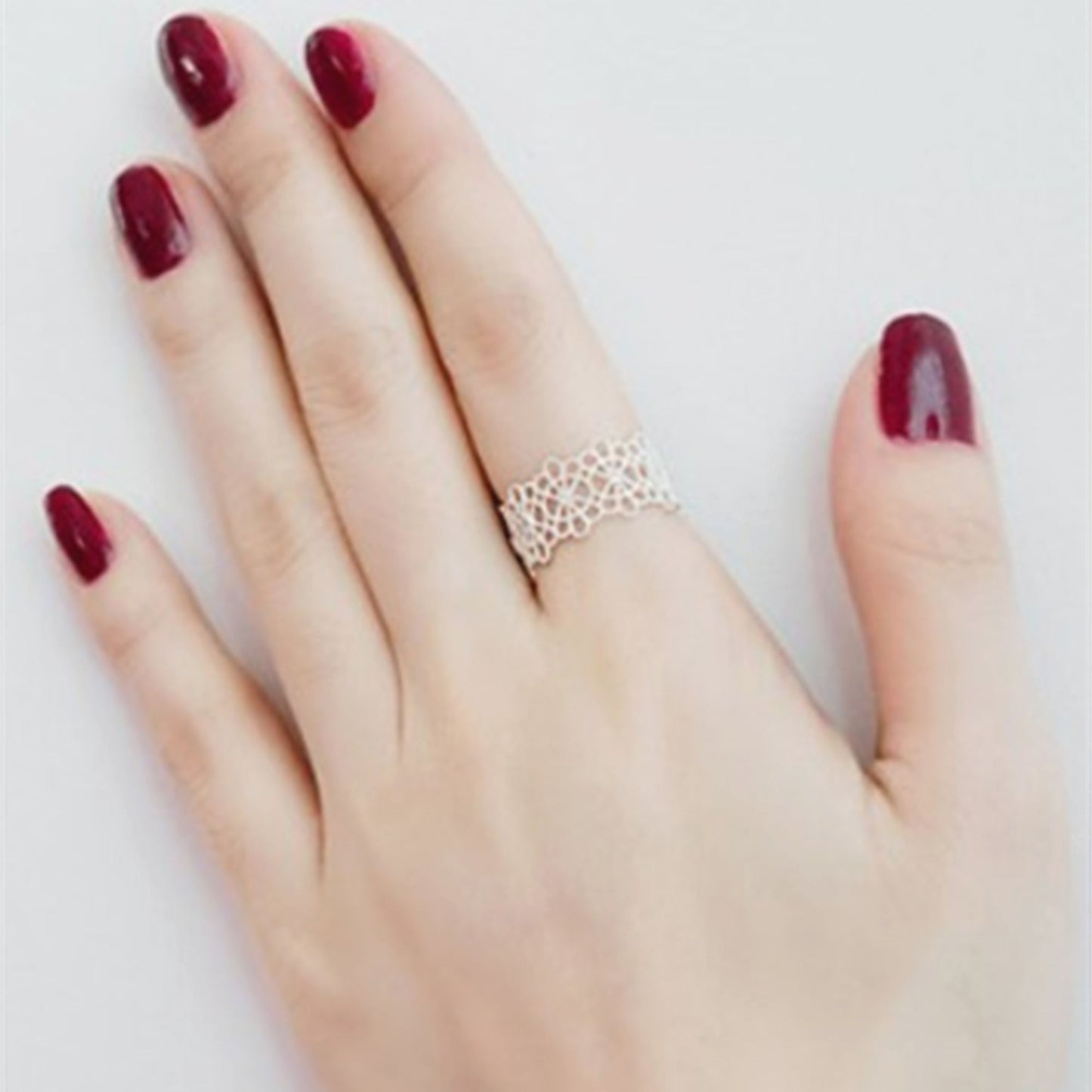 Sterling Silver CZ Filigree Lace Floral Wide Open Band Ring - sugarkittenlondon