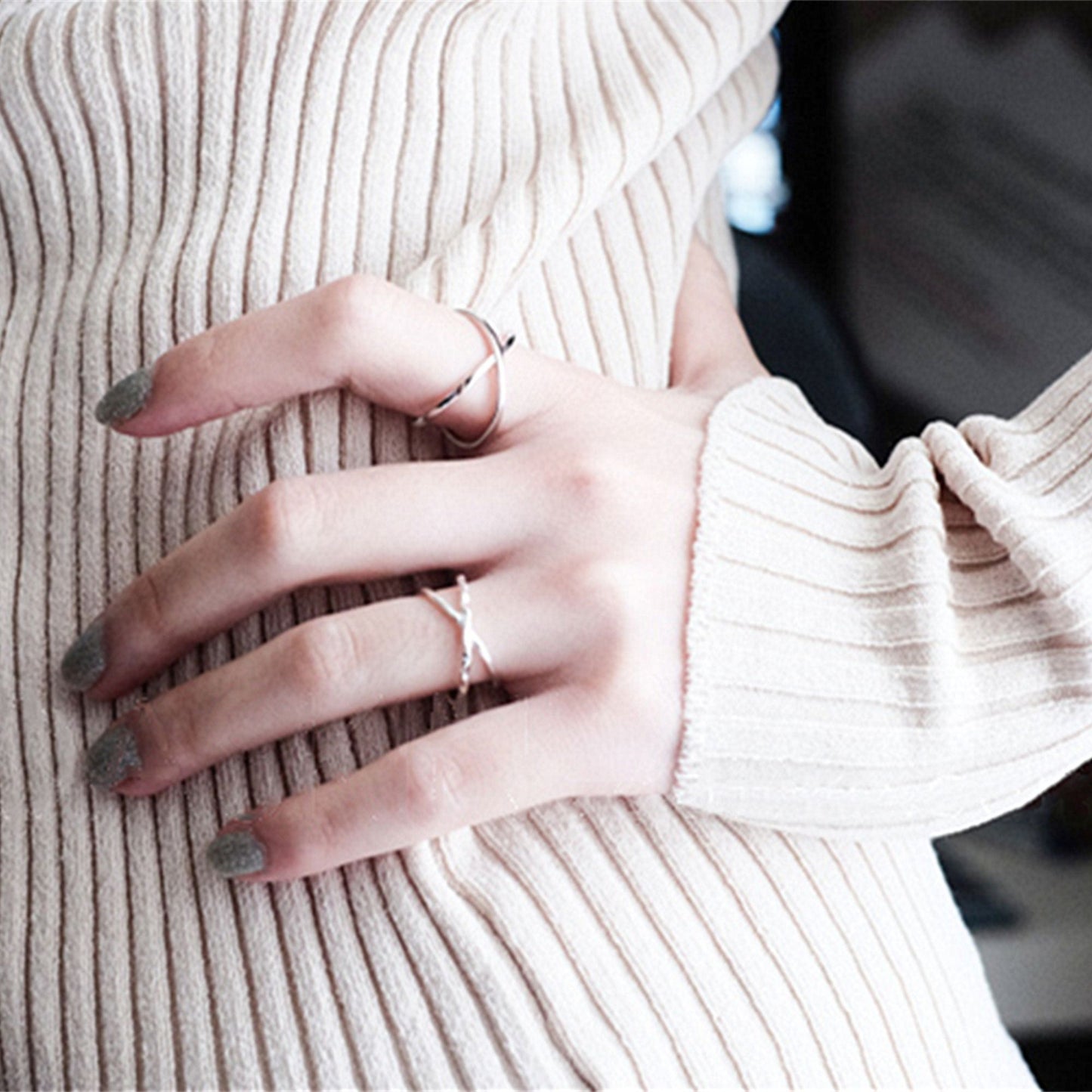 Rhodium on Sterling Silver Infinity Eternity Love Knot Criss Cross Open End Ring - sugarkittenlondon