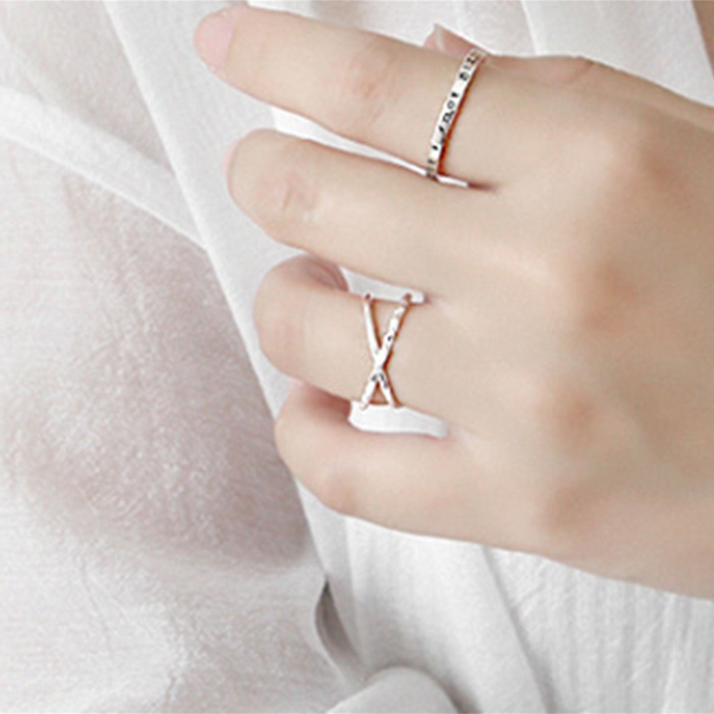 Rhodium on Sterling Silver Infinity Eternity Love Knot Criss Cross Open End Ring - sugarkittenlondon