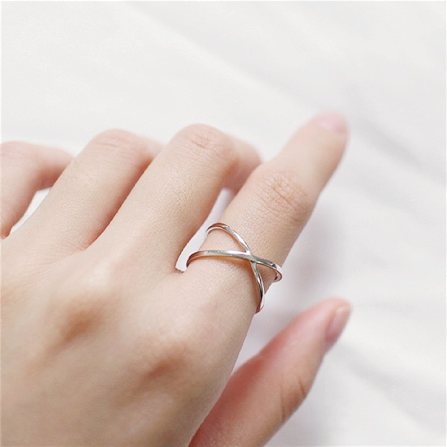 Rhodium on Sterling Silver Infinity Eternity Love Knot Criss Cross Open End Ring - sugarkittenlondon