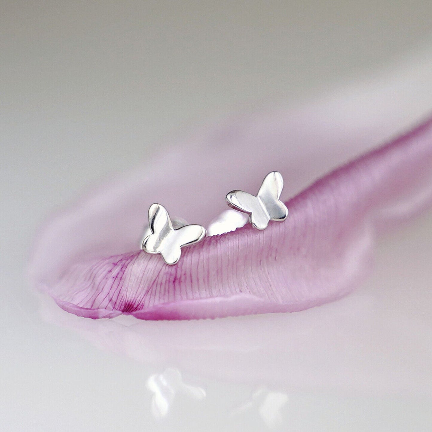 925 Sterling Silver Mini Butterfly Stud Earrings 2 Tones - Gift for Women - sugarkittenlondon