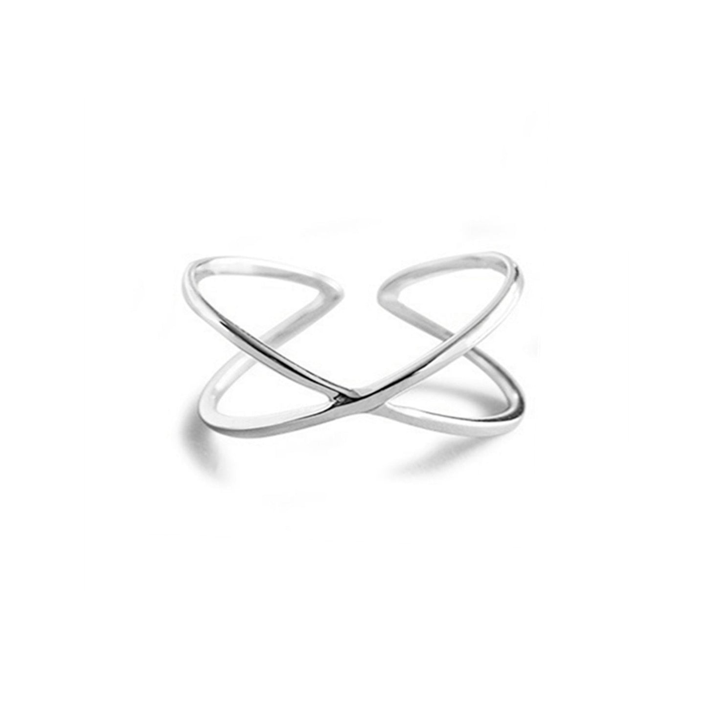 Rhodium on Sterling Silver Infinity Eternity Love Knot Criss Cross Open End Ring - sugarkittenlondon