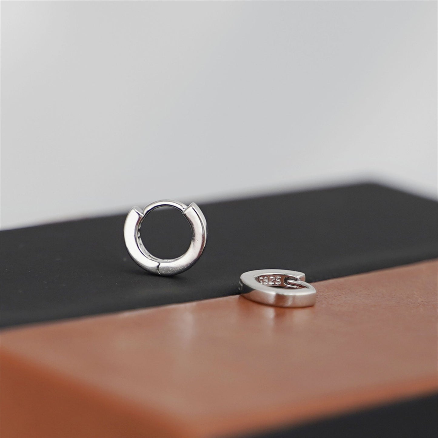925 Sterling Silver Huggie Hoop Earrings with 1.7mm Thin Band and 6.5mm Diameter