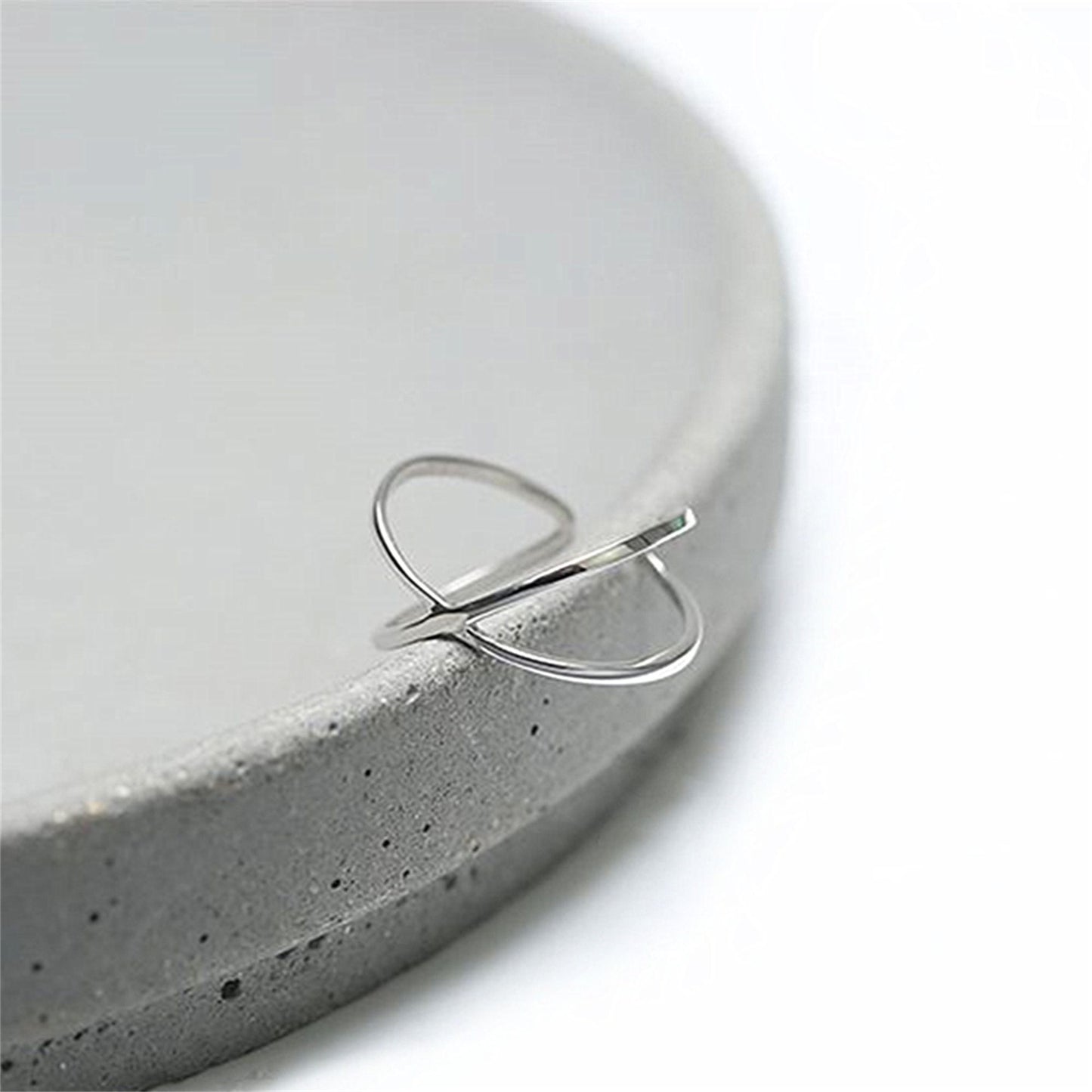 Rhodium on Sterling Silver Infinity Eternity Love Knot Criss Cross Open End Ring - sugarkittenlondon