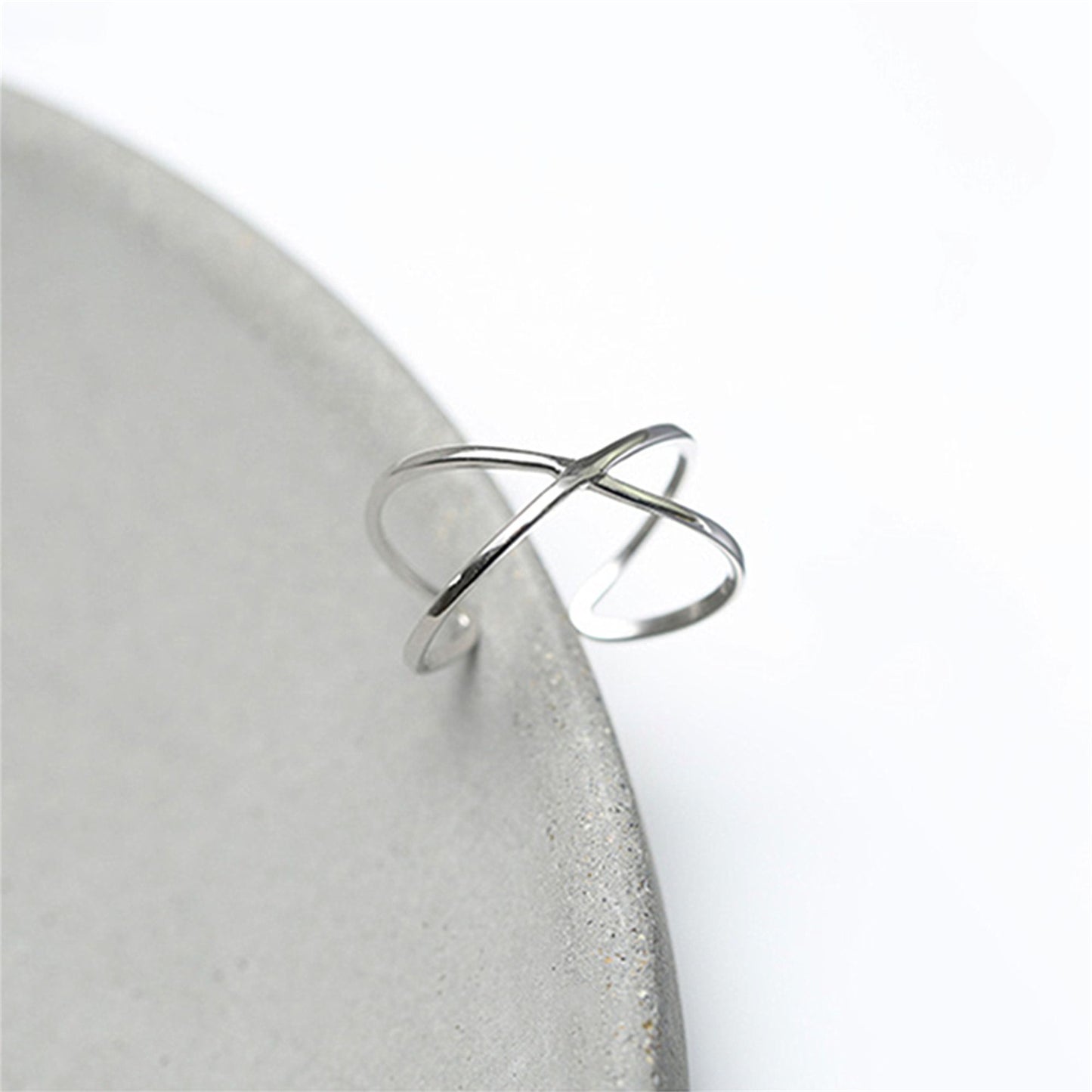 Rhodium on Sterling Silver Infinity Eternity Love Knot Criss Cross Open End Ring - sugarkittenlondon