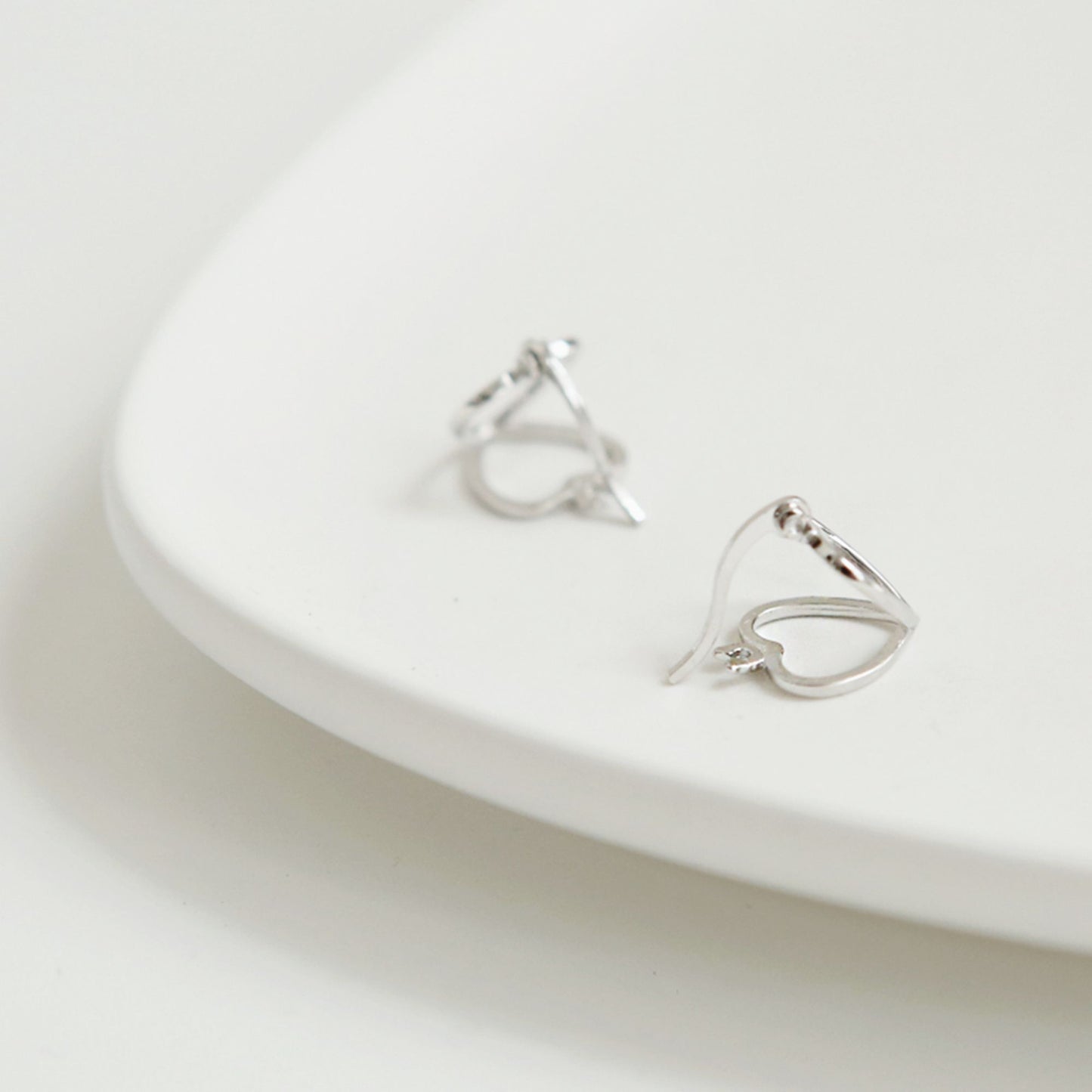 925 Sterling Silver Double Sided Love Heart Creole Huggie Jacket Earrings