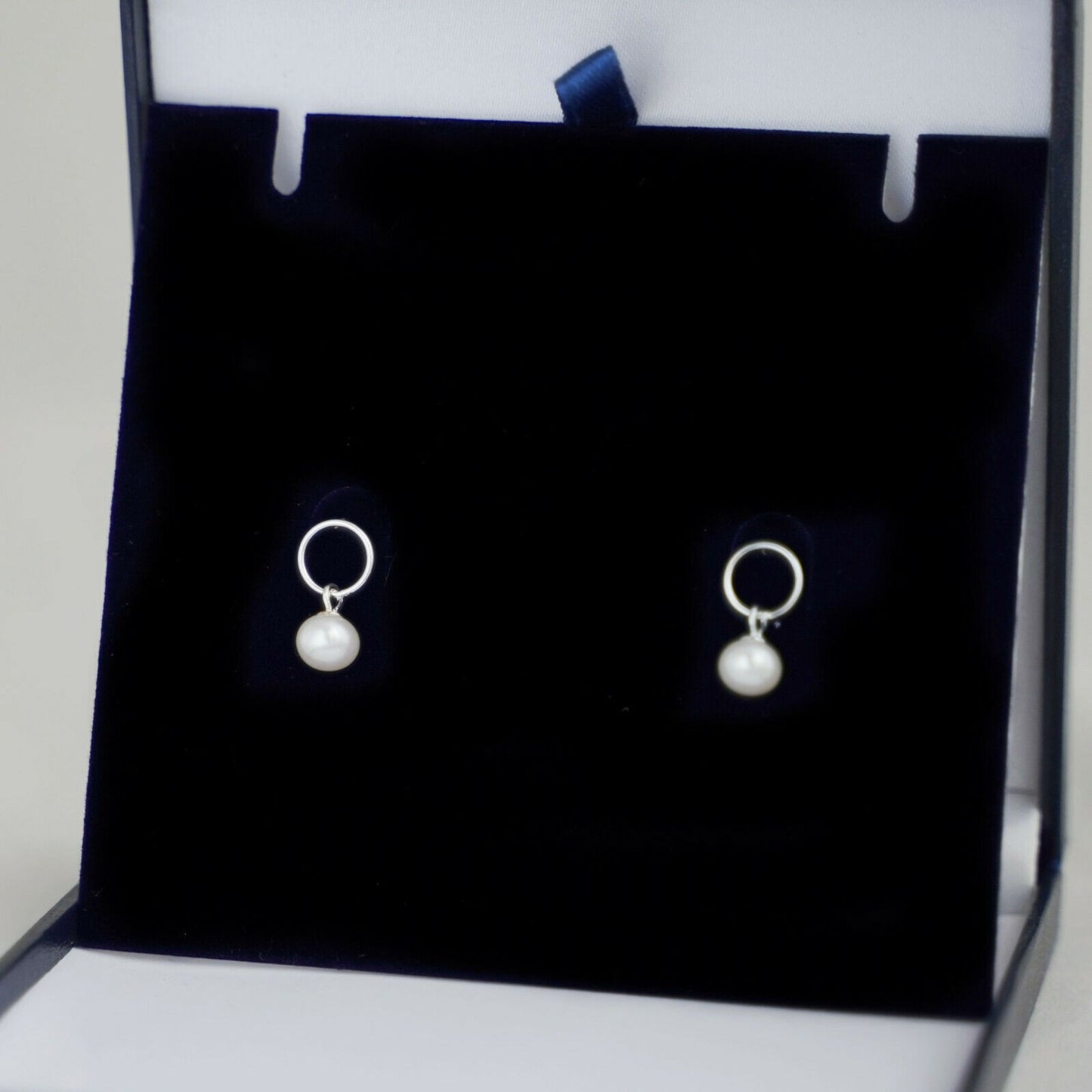 Sterling Silver Button Pearl Drop Earrings with Circle Accents - sugarkittenlondon