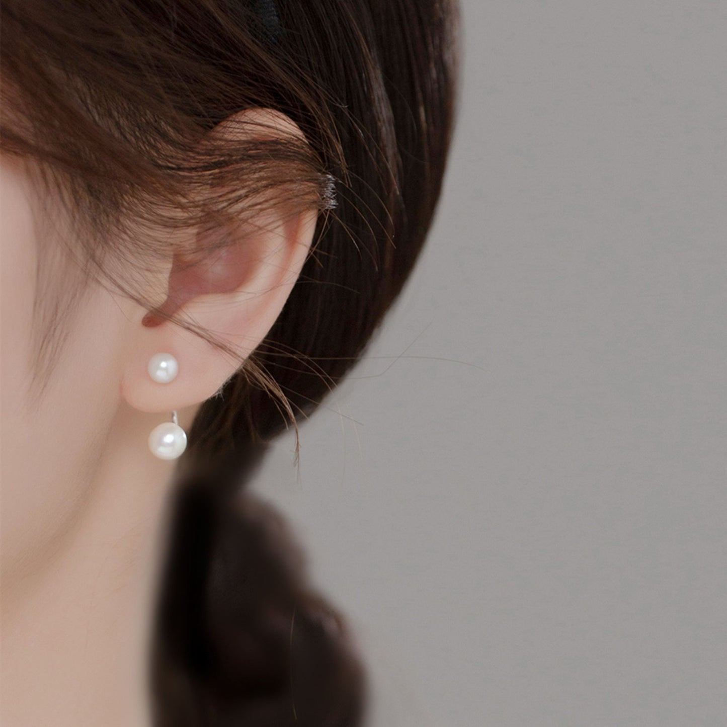 Sterling Silver Duet Round Natural Freshwater Pearls Jacket Drop Earrings - sugarkittenlondon