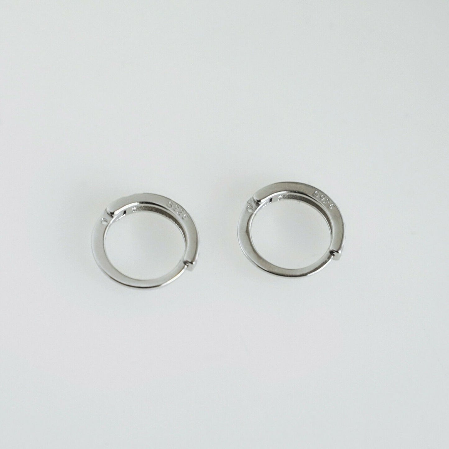 925 Sterling Silver Cuff Earrings with Reverse Worn Plain Diamond Cut Small Hoop