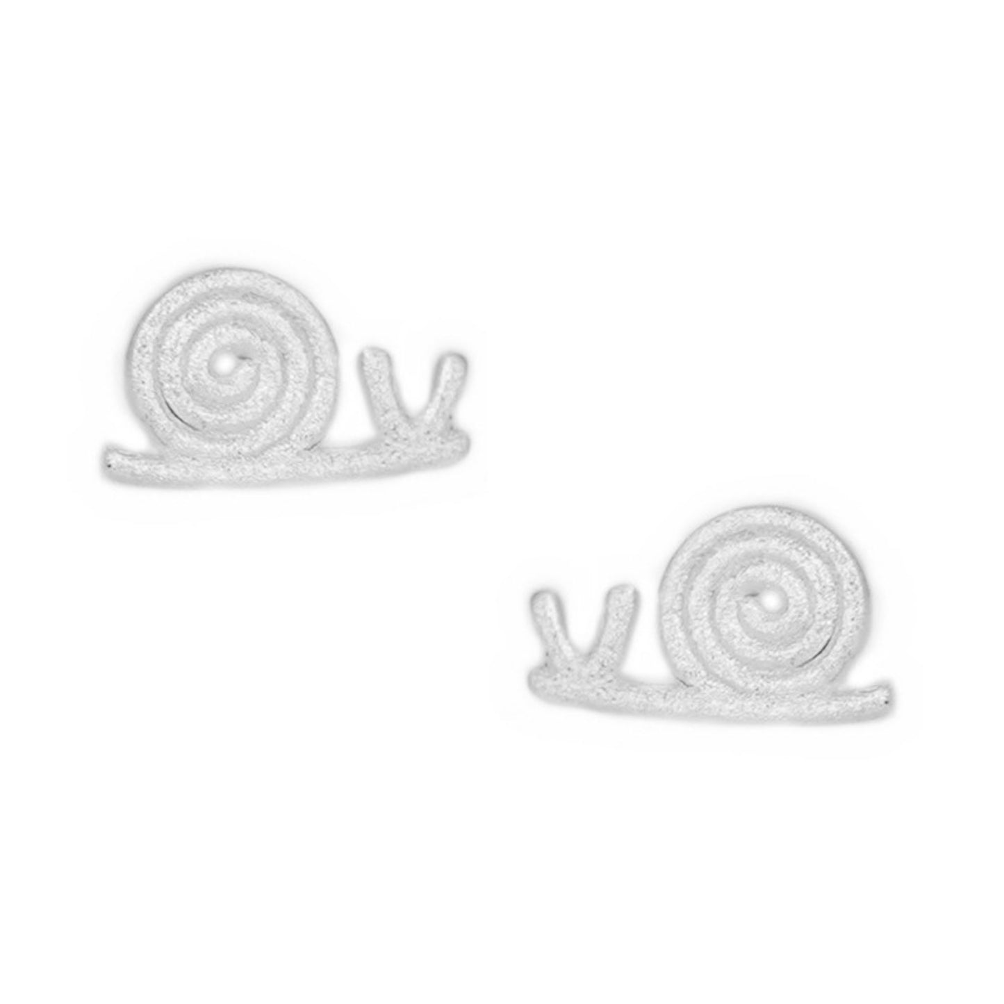 Sterling Silver Brushed Matte Fun Little Snail Stud Earrings Boxed - sugarkittenlondon
