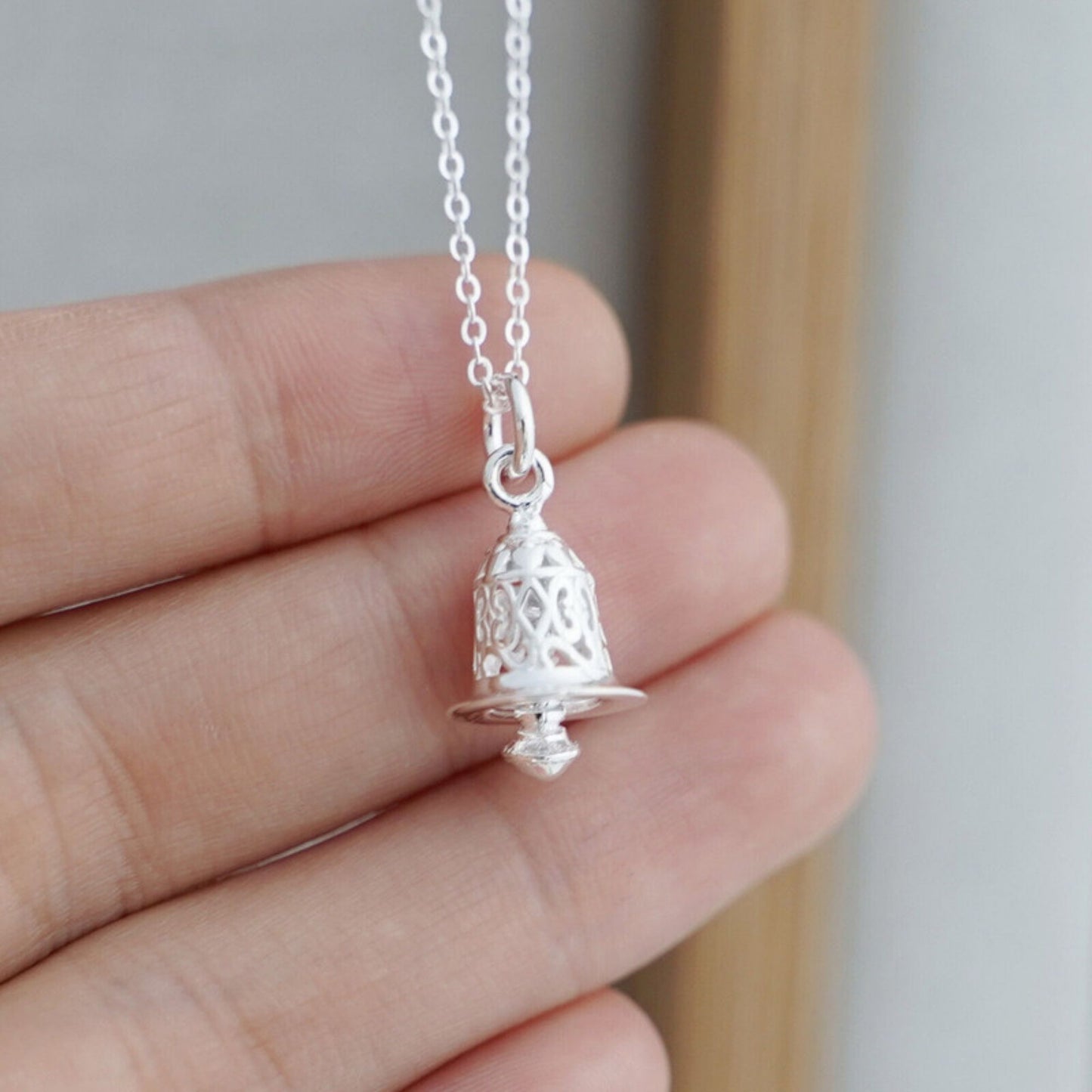 Sterling Silver 3D Jingle Bell Hollow & Solid Bell Pendant Charm