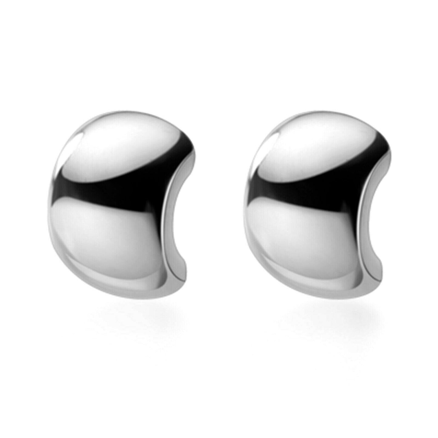 Sterling Silver Chunky Shiny Polished Half Hoop Circle Dome Square Drop Earrings - sugarkittenlondon