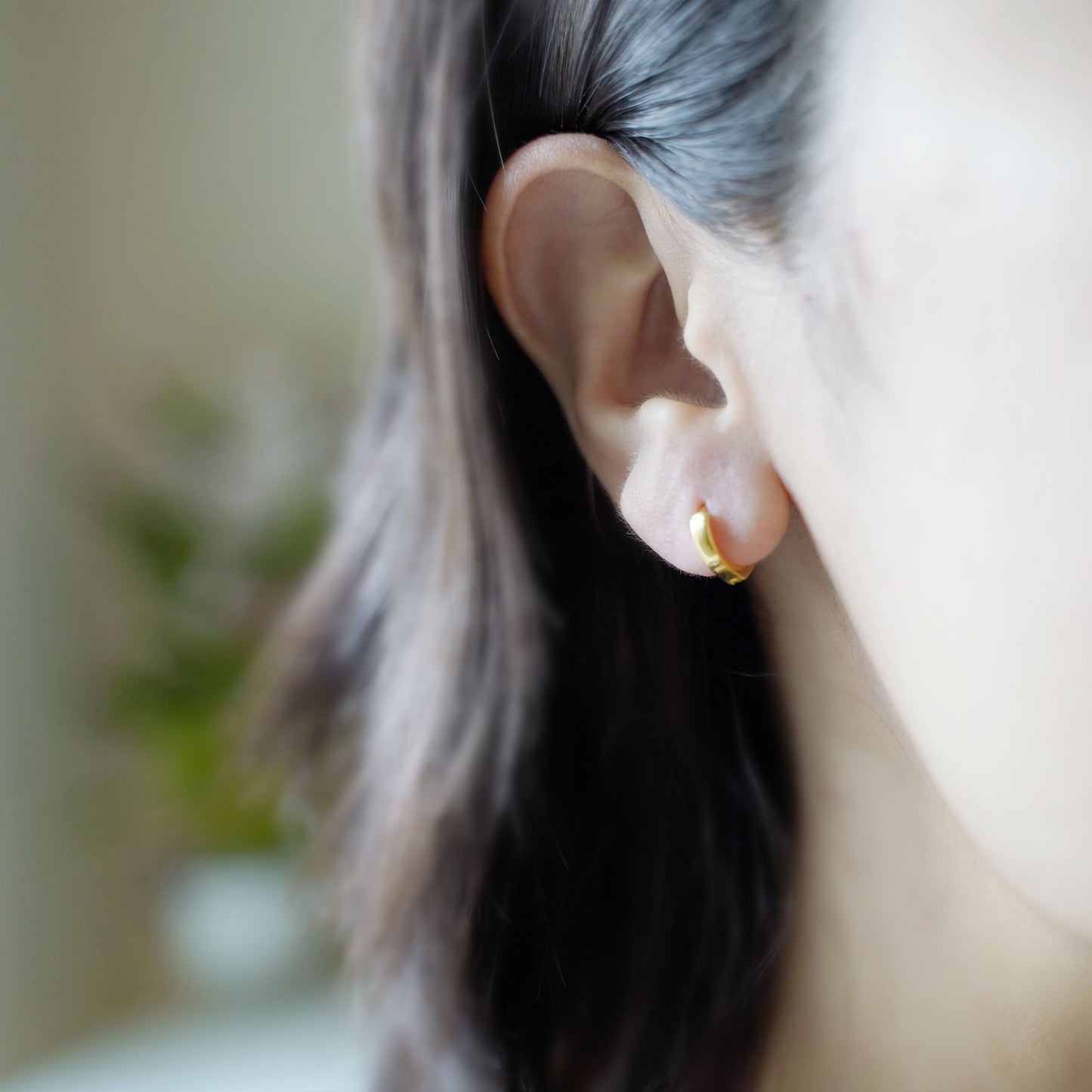 18K Gold Huggie Earrings on Sterling Silver Base, Small 8mm Hoop, 2mm Band, Unisex