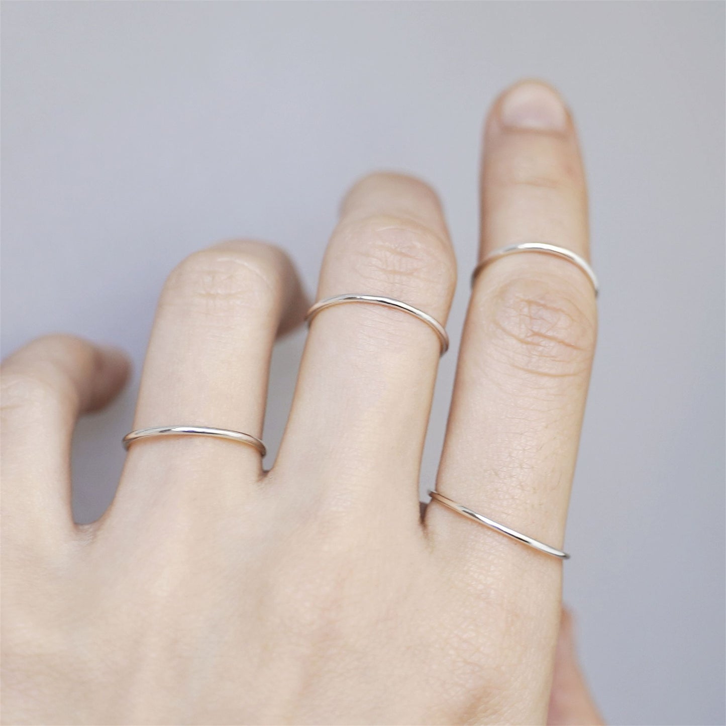 1mm Sterling Silver Skinny Round Band Stacking Above Ring E - U - sugarkittenlondon