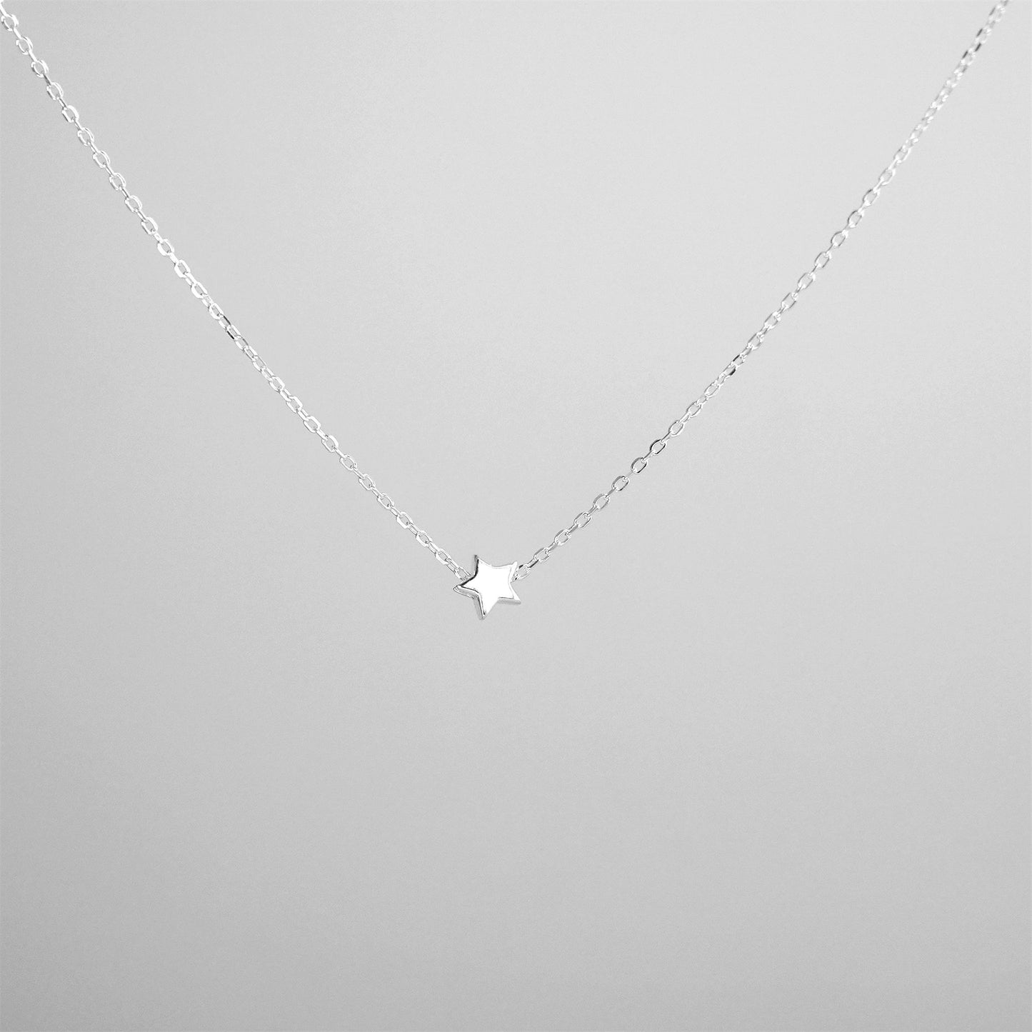 Sterling Silver Mini 4.5mm 3D Star Pendant Charm Belcher Chain Necklace 16-18'' - sugarkittenlondon