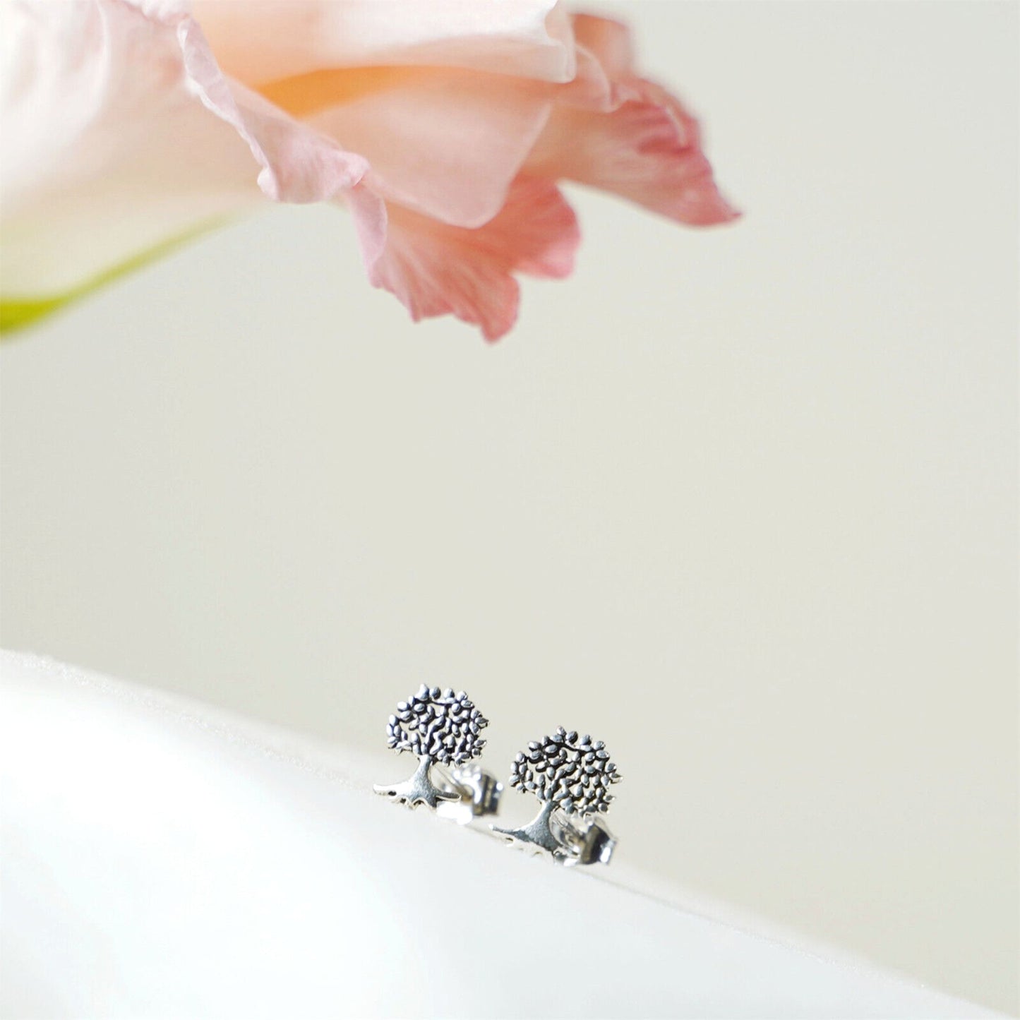 Sterling Silver Oxidized Retro Tree Of Life Family Tree Stud Earrings - sugarkittenlondon