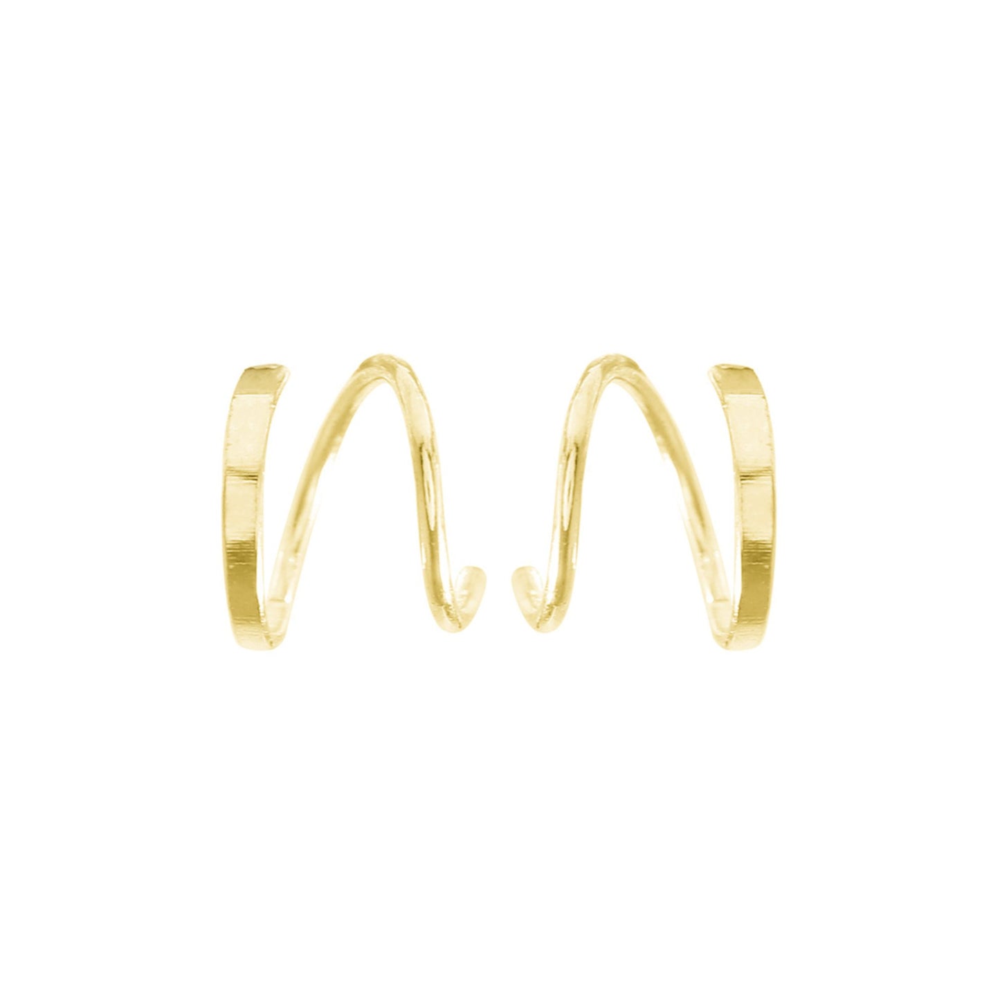18K Gold Sterling Silver Twirl Wire Huggie Double Piercing Earrings