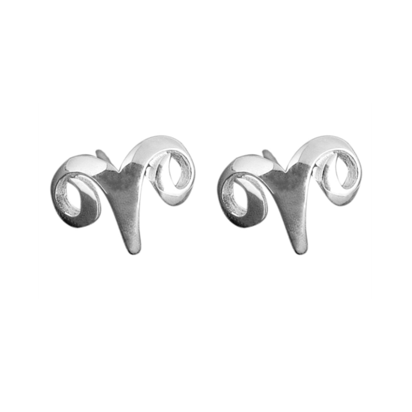 Sterling Silver Shiny Constellation Zodiac Aries Sheep Stud Earrings - sugarkittenlondon