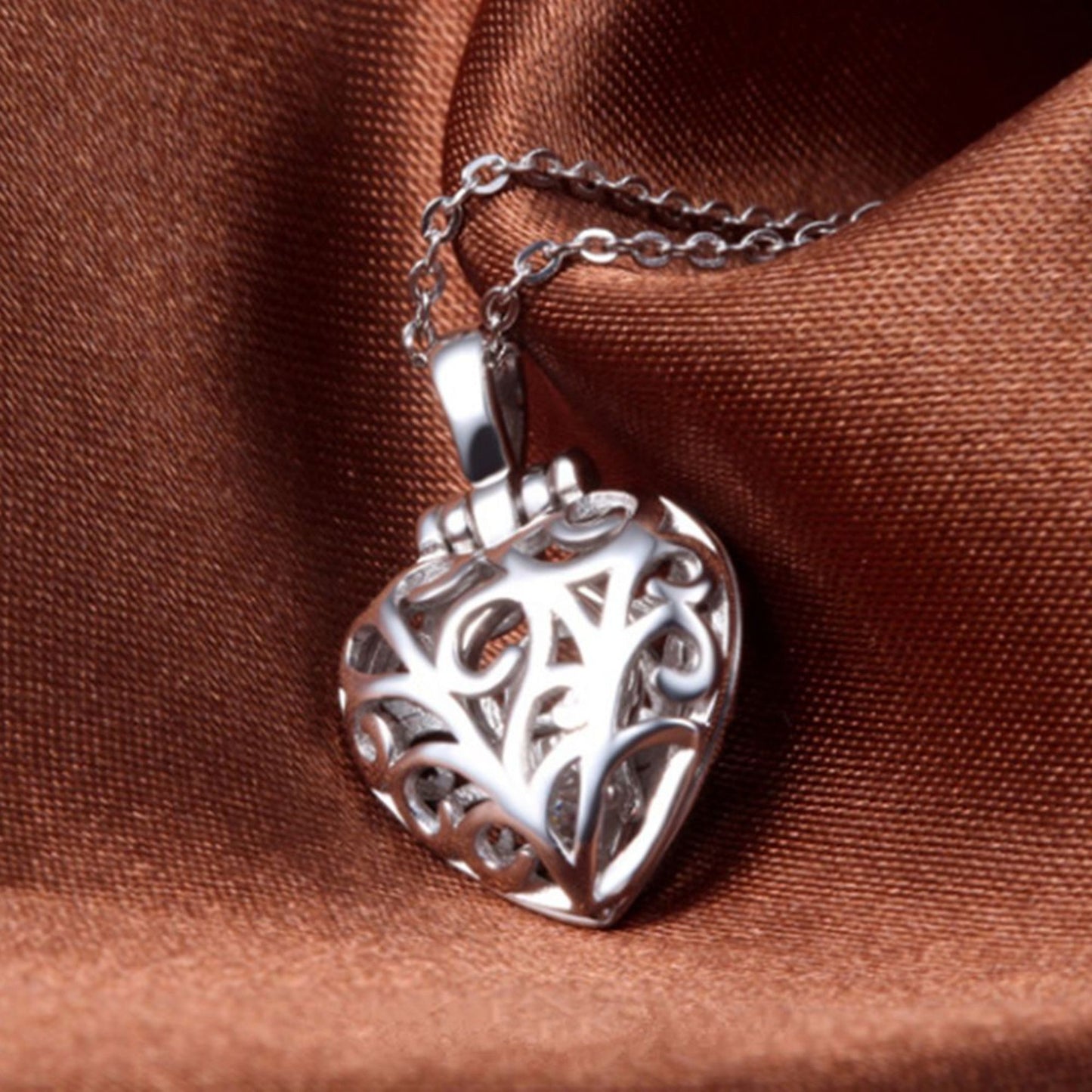 Sterling Silver Filigree Floral Love Heart Locket Hidden Ring Pendant Necklace - sugarkittenlondon