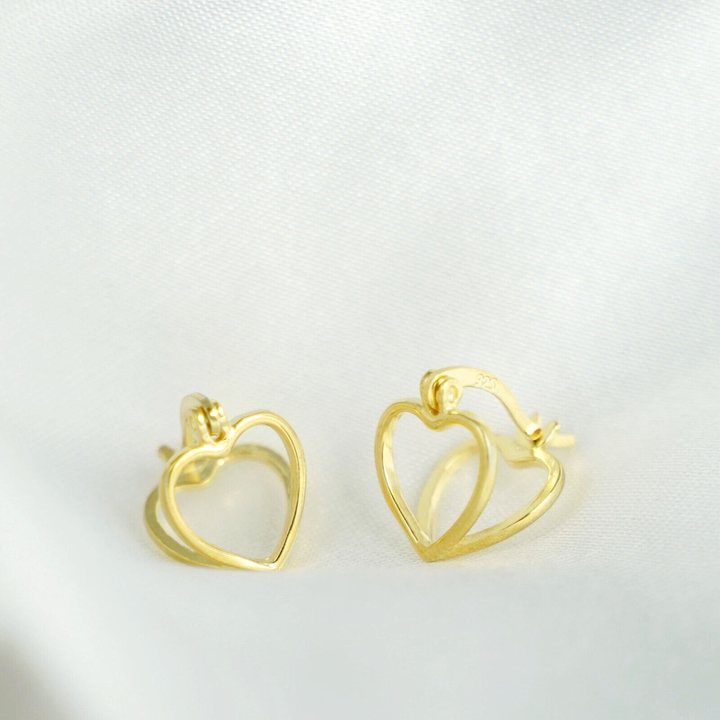18K Gold Plated Sterling Silver Love Heart Creole Hoop Jacket Earrings